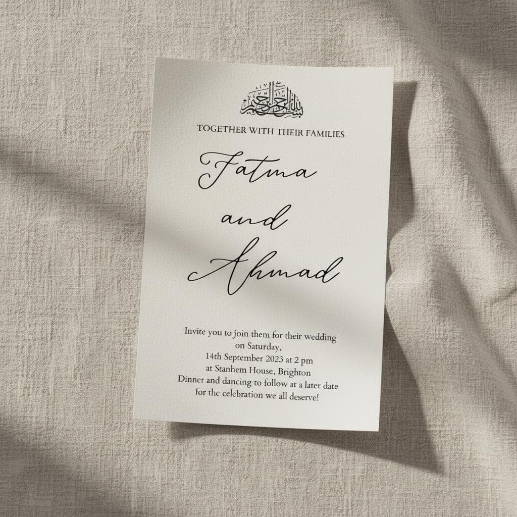 Editable Islamic Nikkah Invite Template, Minimal Bismillah Wedding Card Canva