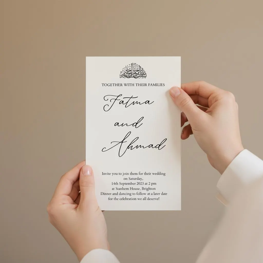 Editable Islamic Nikkah Invite Template, Minimal Bismillah Wedding Card Canva - image 3