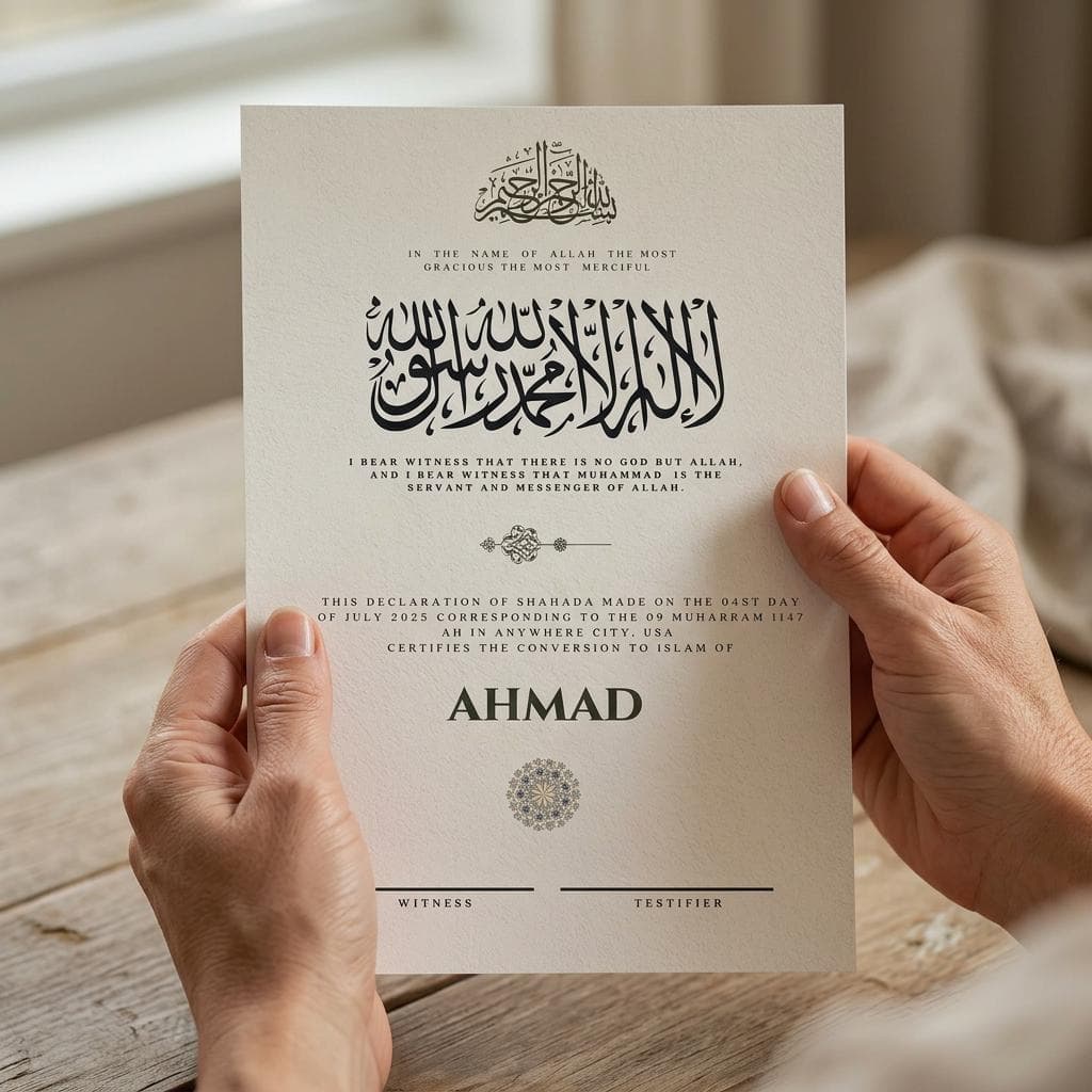 Editable Shahada Certificate Template, Islamic Conversion Printable, Arabic Calligraphy Canva - image 5