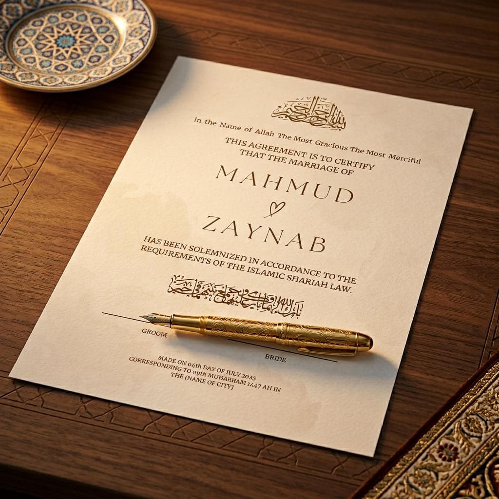 Editable Nikah Certificate Template Islamic Marriage Contract Canva Printable - image 3