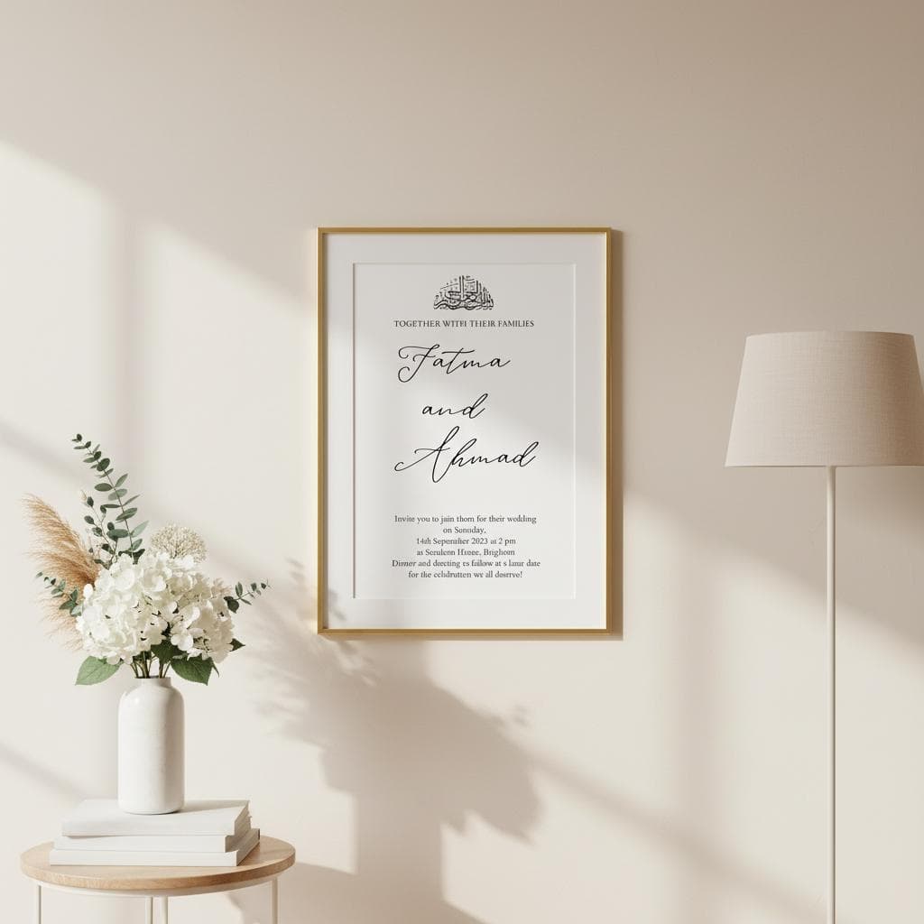 Editable Islamic Nikkah Invite Template, Minimal Bismillah Wedding Card Canva - image 5