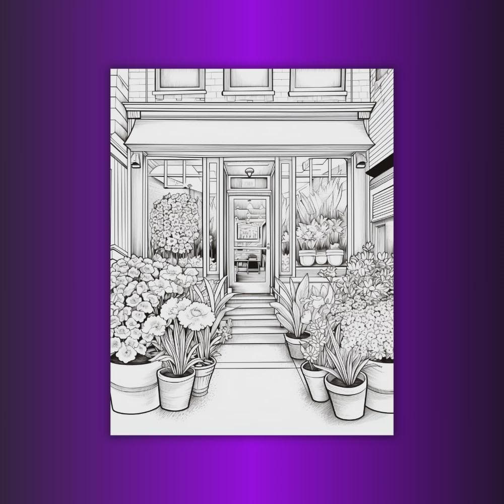 Flower Storefront Coloring Pages | 300 Printable Designs (PDF Format) - image 4
