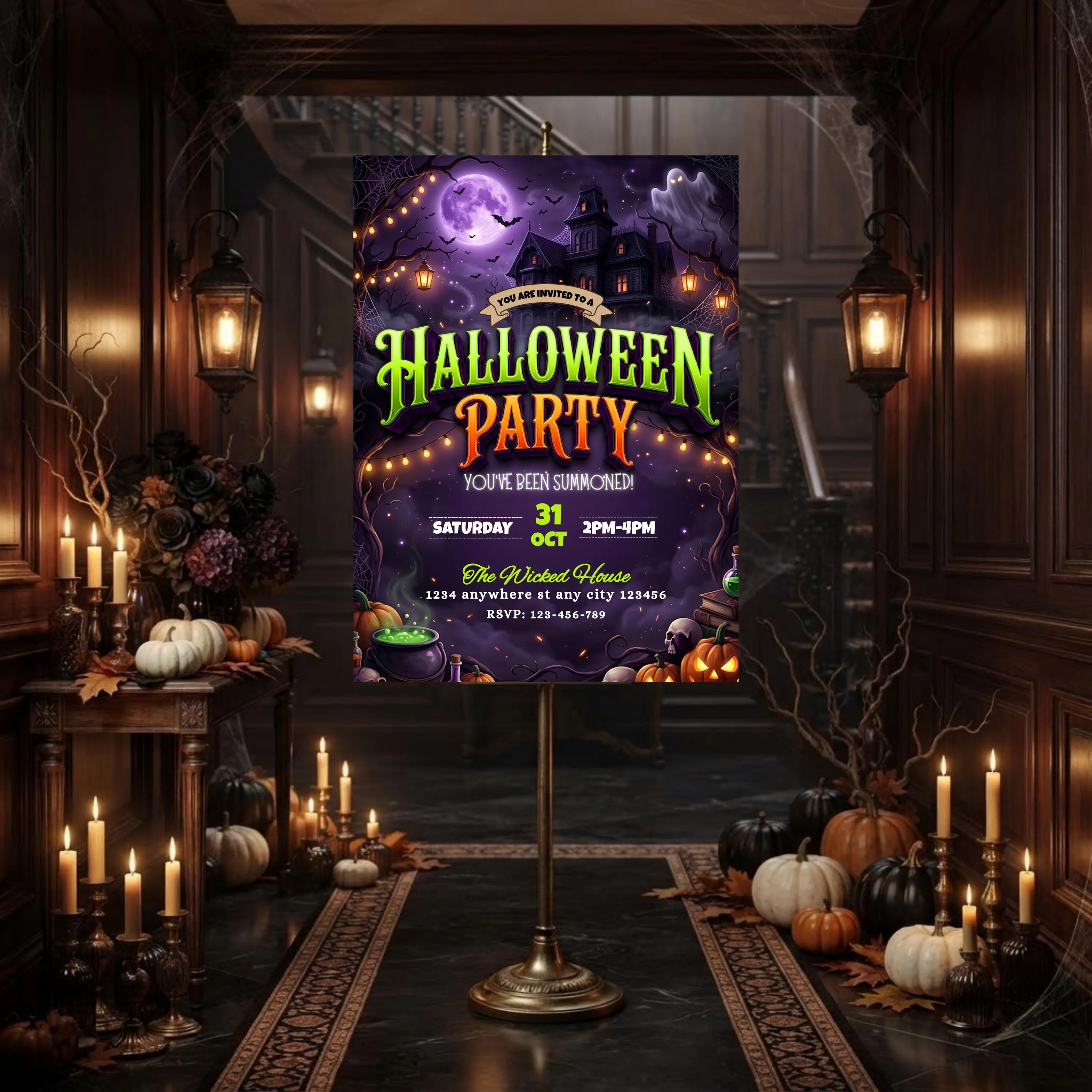 Halloween Party Invitation Template Printable Cute Ghost Pumpkin Inivte Editable Trick or Treat Party Editable Canva Halloween Invite - image 5