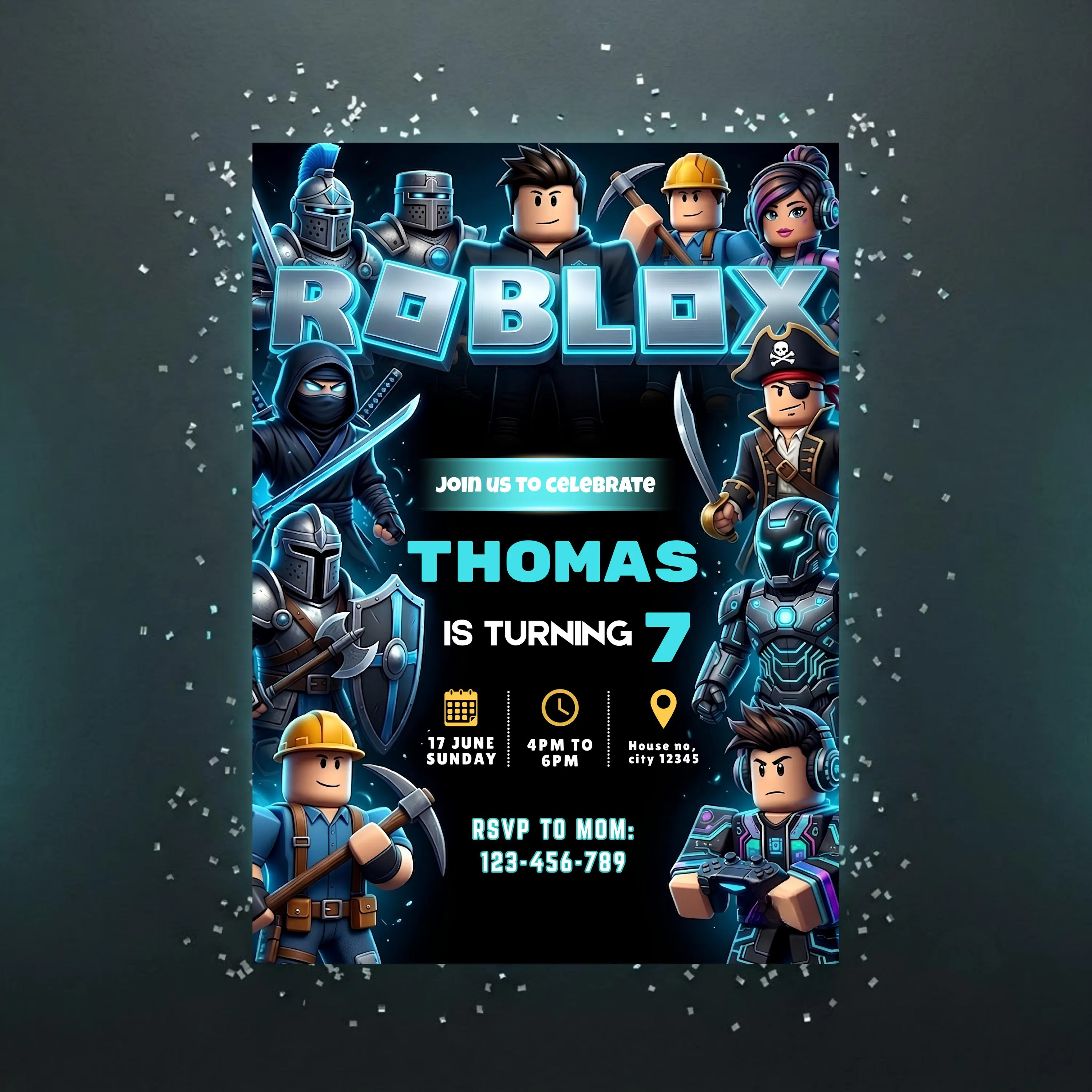 Roblox Invitation Roblox Birthday Invitation Template Game Party Invite For Boys Game Birthday Invite Kids Roblox Editable Canva Template - image 3