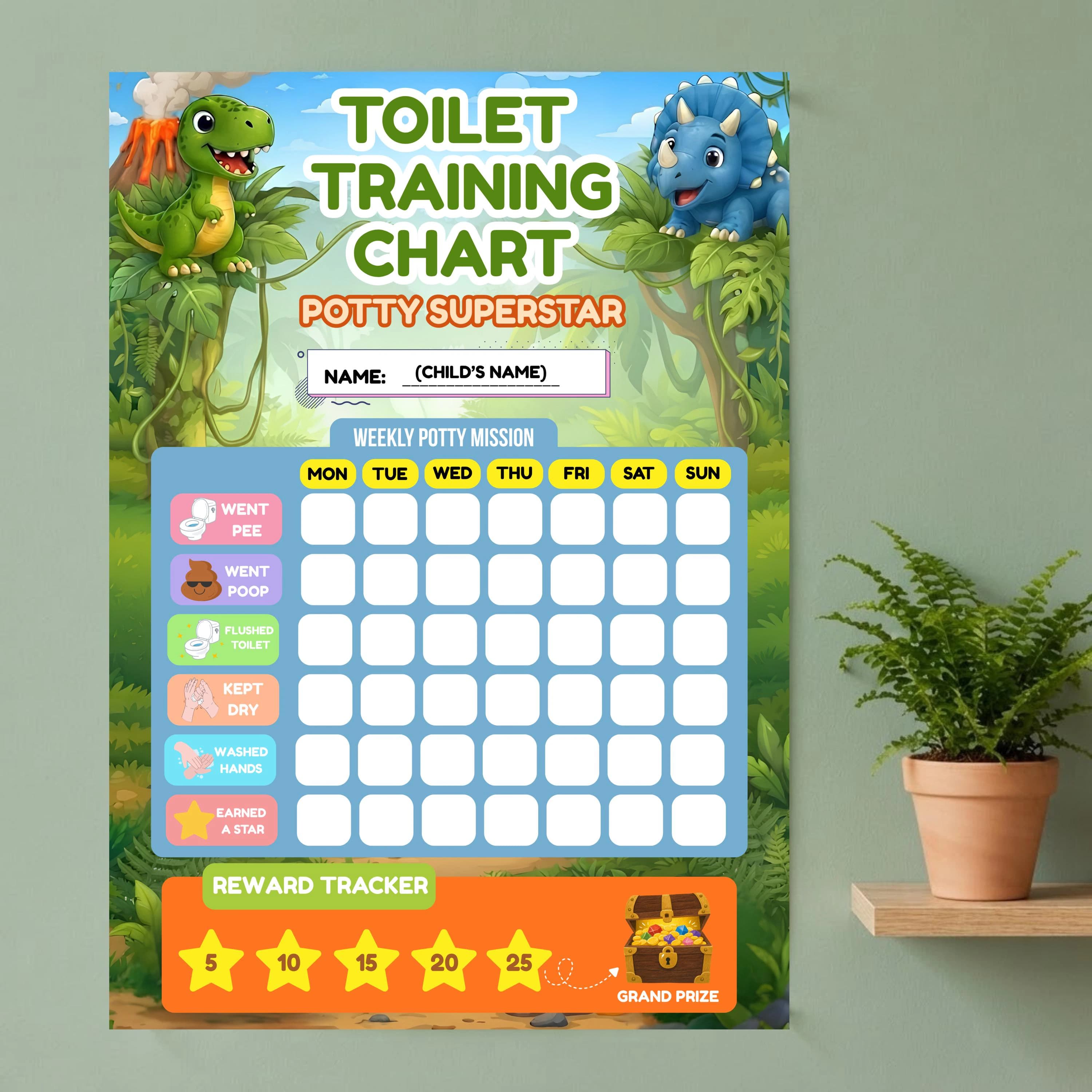 Dinosaur Potty Training Chart Editable Kids Reward Tracker Printable Personalised Toddler Toilet Training Chart Instant Download - image 3