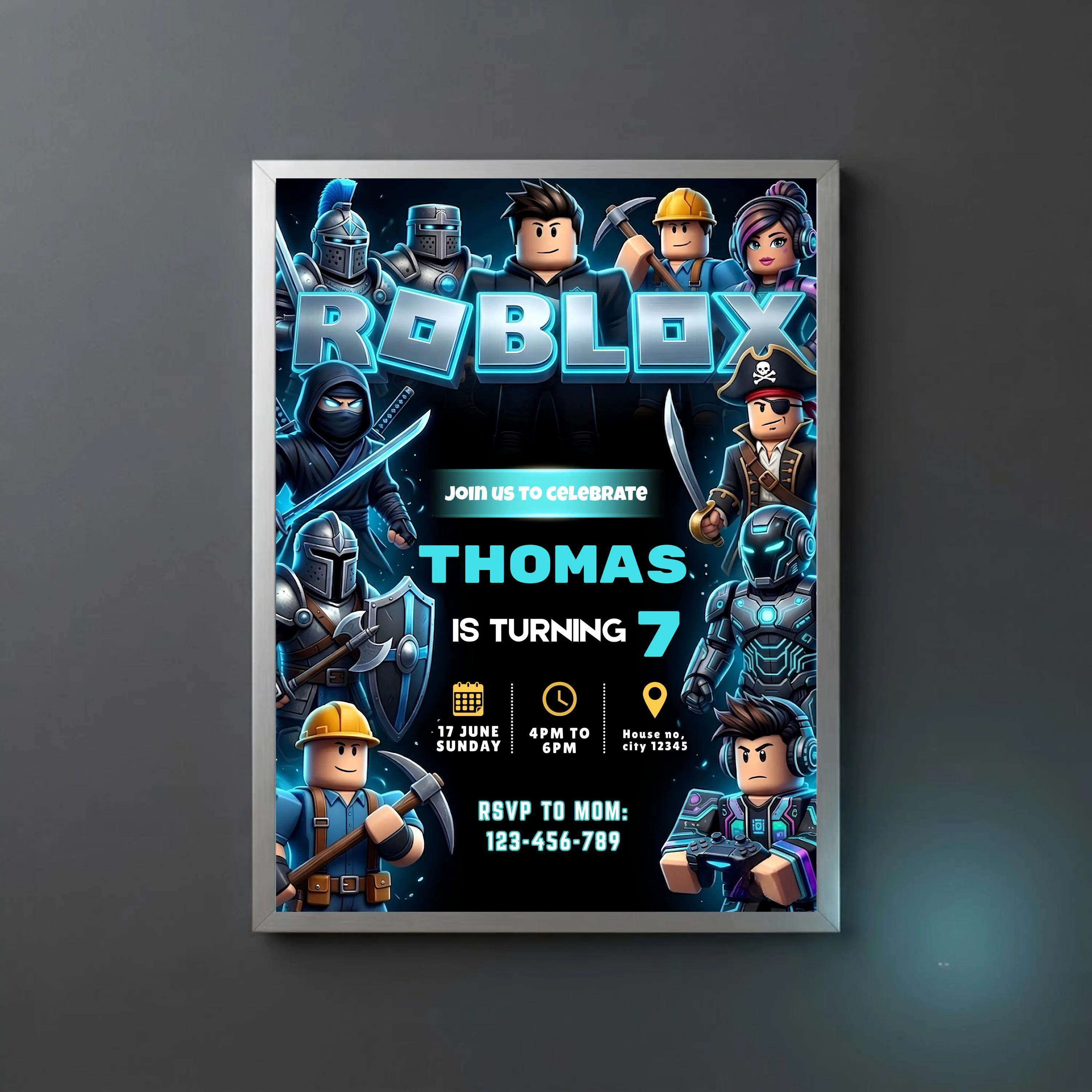 Roblox Invitation Roblox Birthday Invitation Template Game Party Invite For Boys Game Birthday Invite Kids Roblox Editable Canva Template - image 5