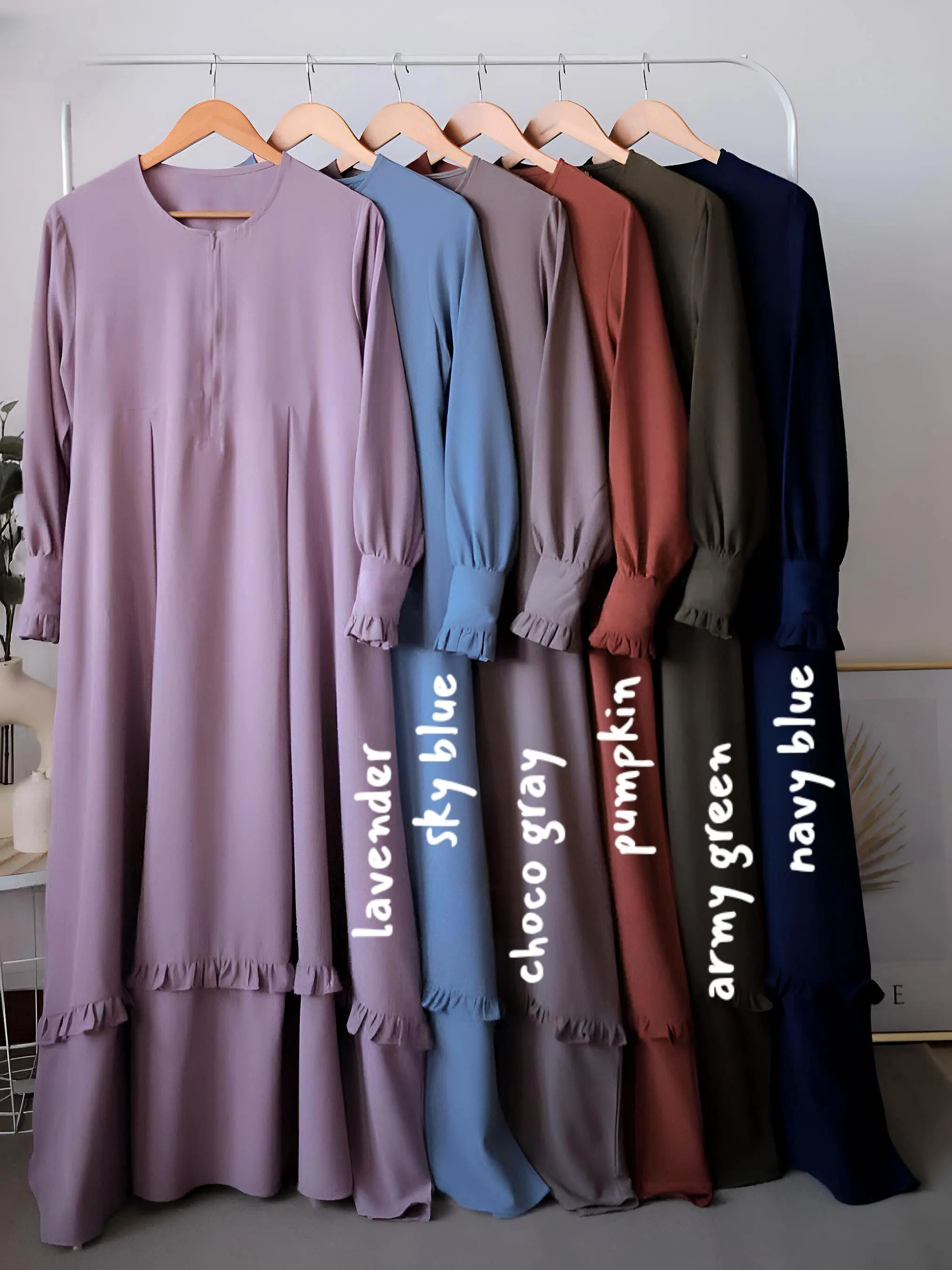 Elegant Rose Crepe Abaya Khimar Suit: Ruffle Maxi Dress - image 4