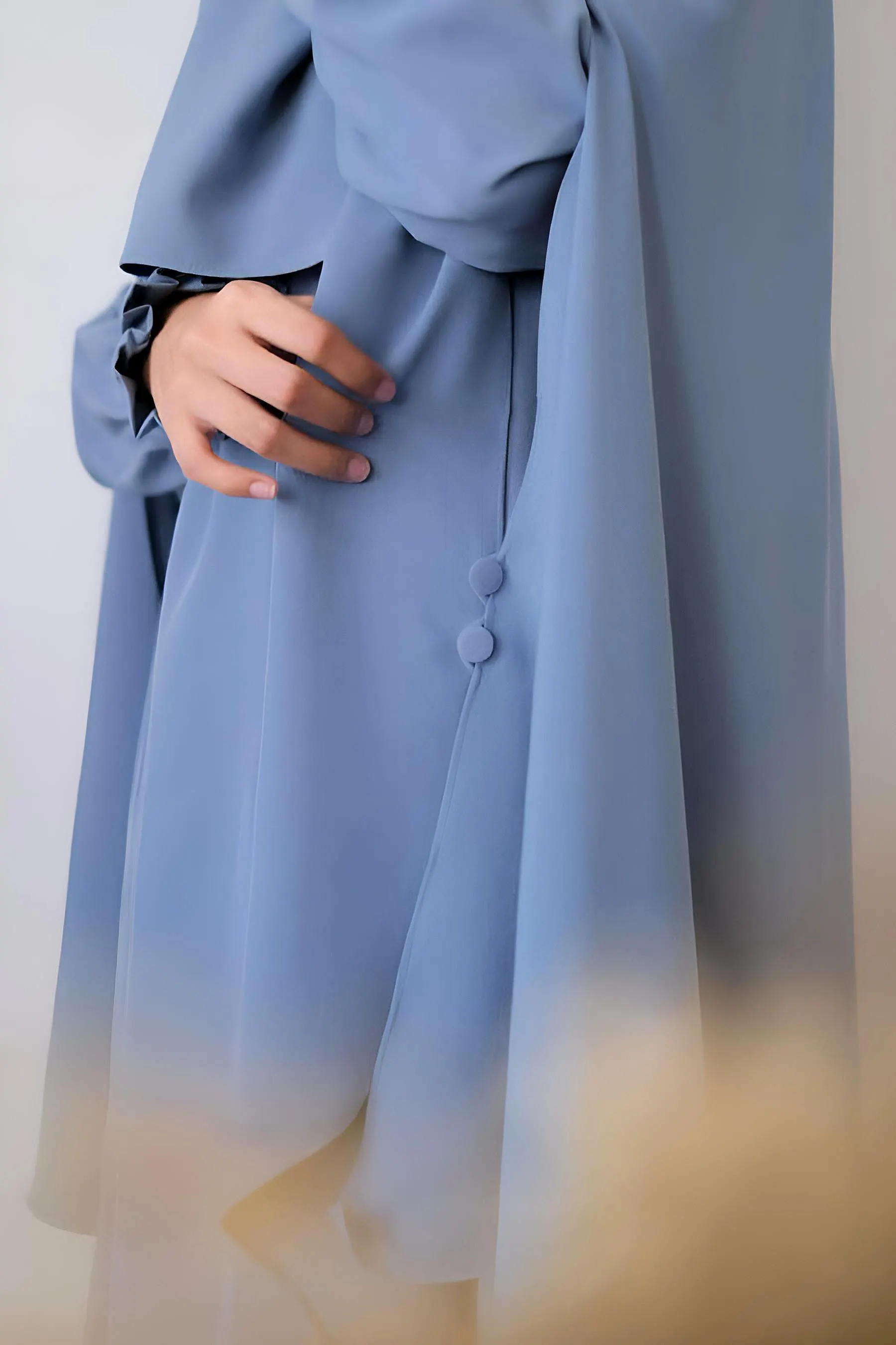 Elegant Rose Crepe Abaya Khimar Suit: Ruffle Maxi Dress - image 5