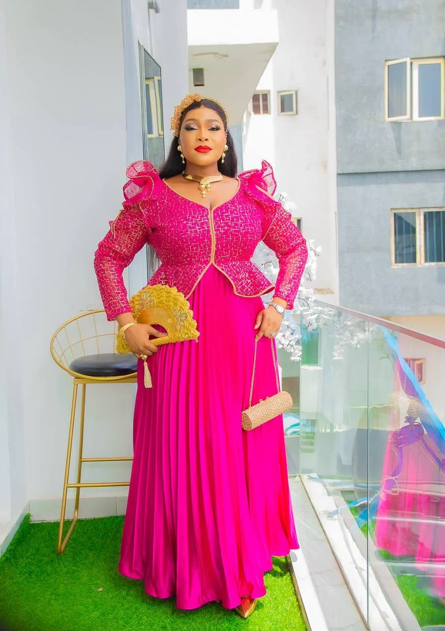 Fuschia Wedding Guest Dress Embellished Ruffle Pleated, Curvy Plus Size Mother of Bride A-Line Gown Peplum Birthday Party Cocktail Celebrant