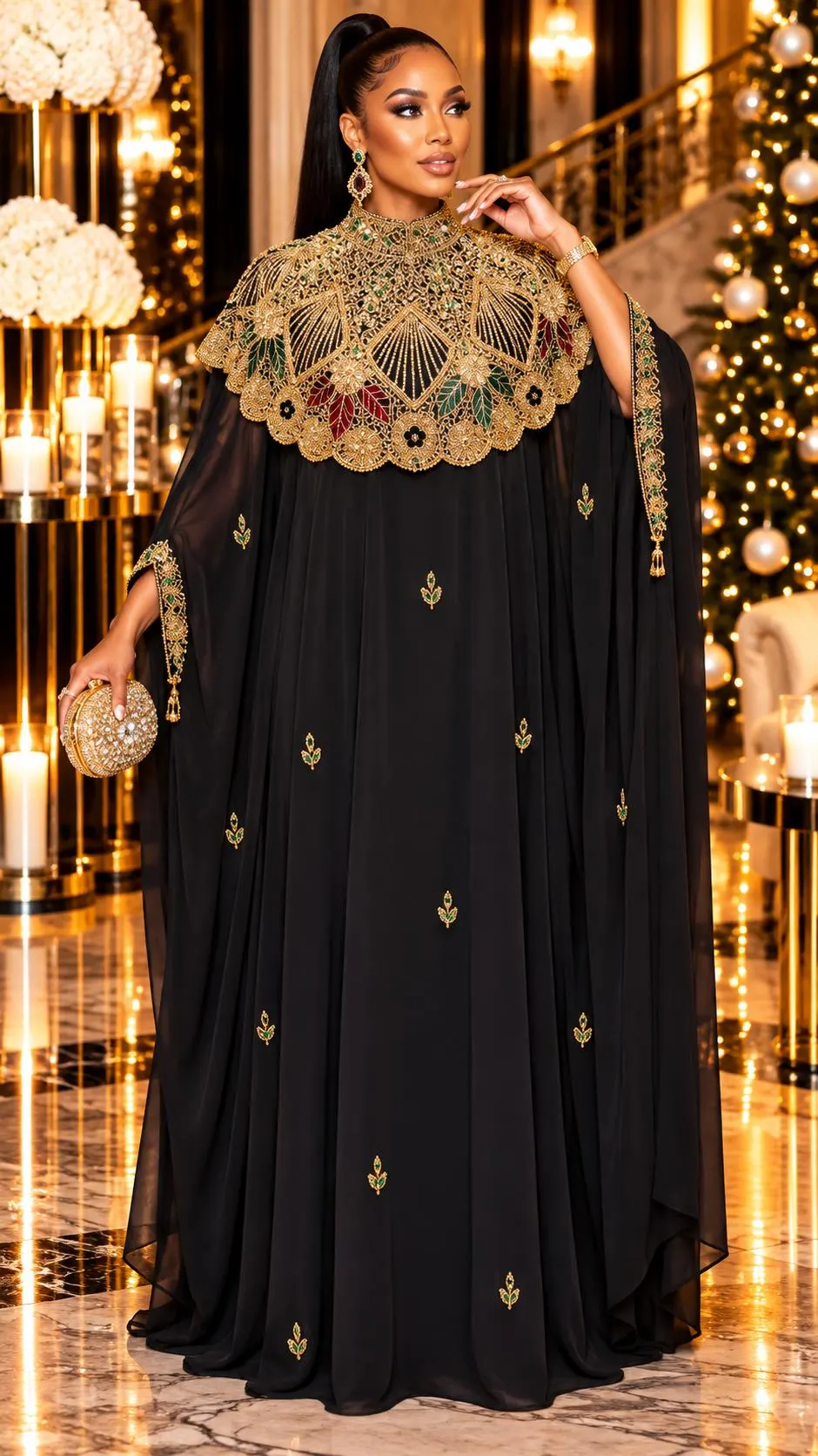 Pink Beaded Neckline Kaftan Dress Wedding Guest Mother Bride Cocktail Reception Holiday Party Birthday Church Anniversary Formal Cape Gown - image 3