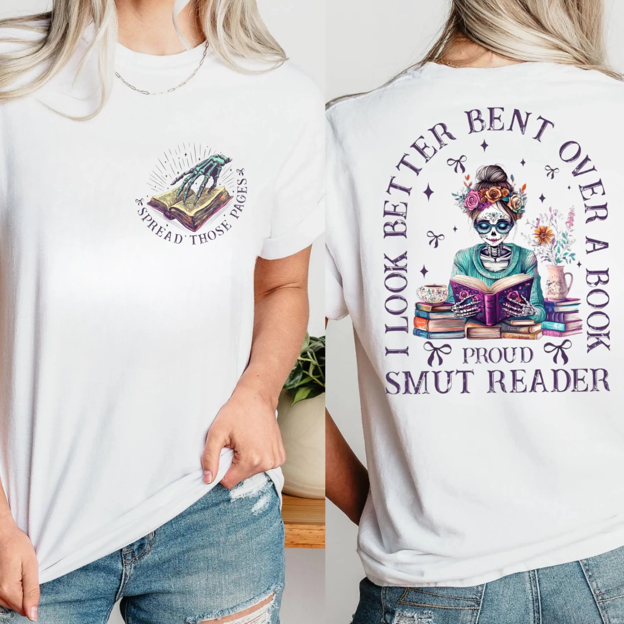 Funny Smut Reader Shirt: Skeleton Book Lover Tee - image 3