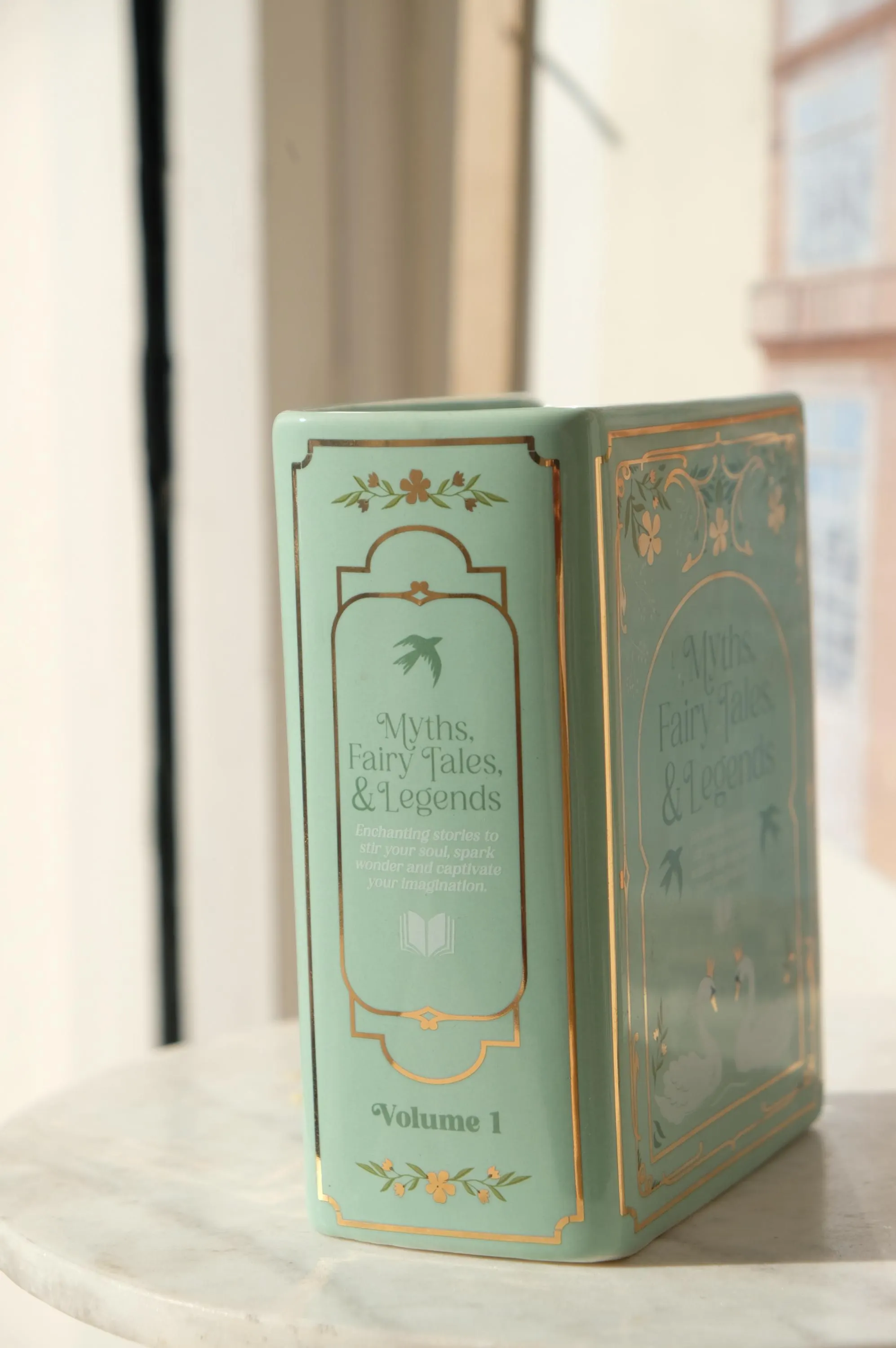 Green Book Shaped Vase | Myths, Fairytales and Legends Romantasy Reader | Literary Girl Gifts | Reader Gift | Book Aesthetic Vase | Bookish - image 3