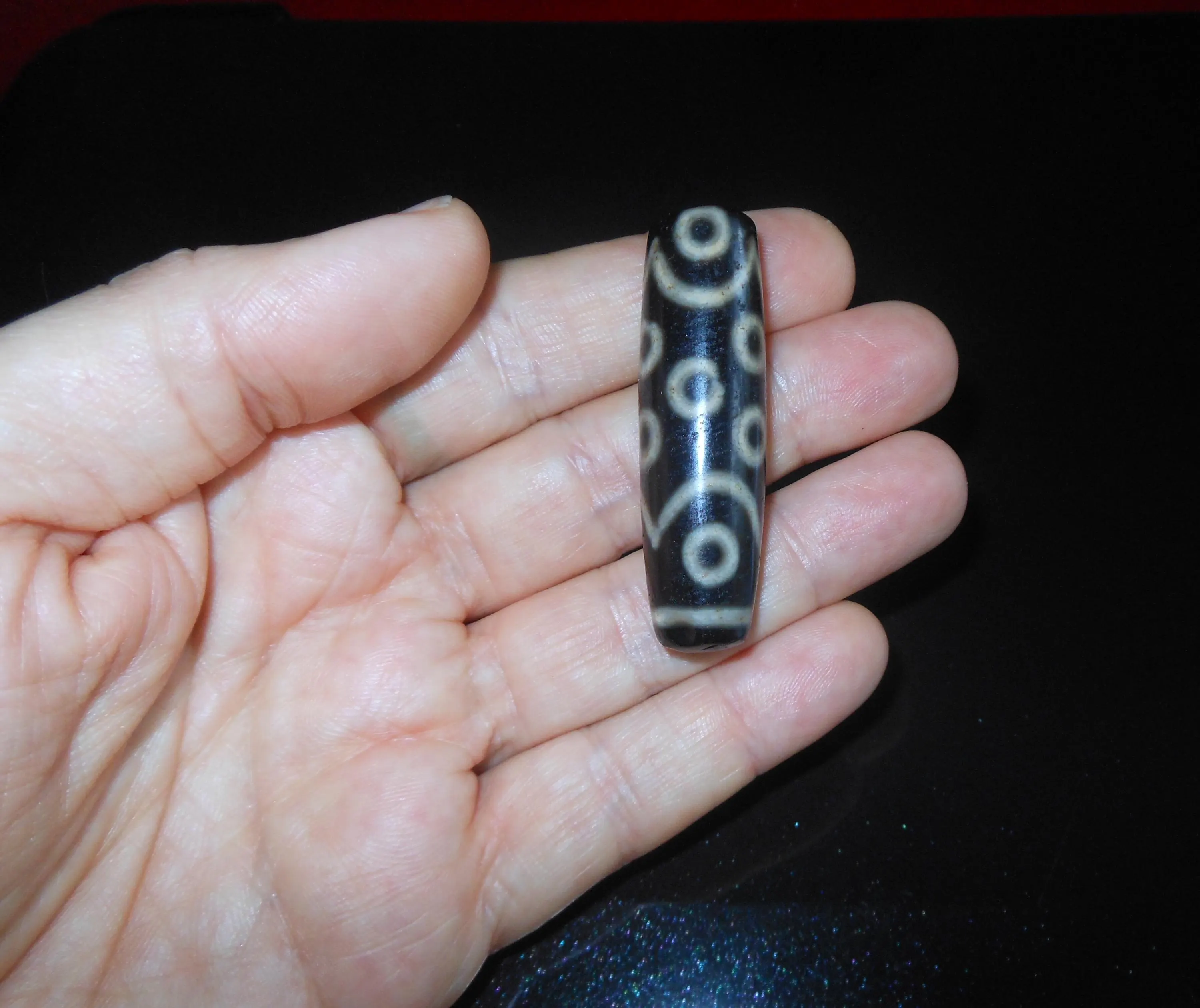 no. 186 - RARE Fifteen Eyes - Amuleto Dzi Tibetano - Tibetische Dzi Amulett - HUGE Tibetan Dzi Amulet - image 3