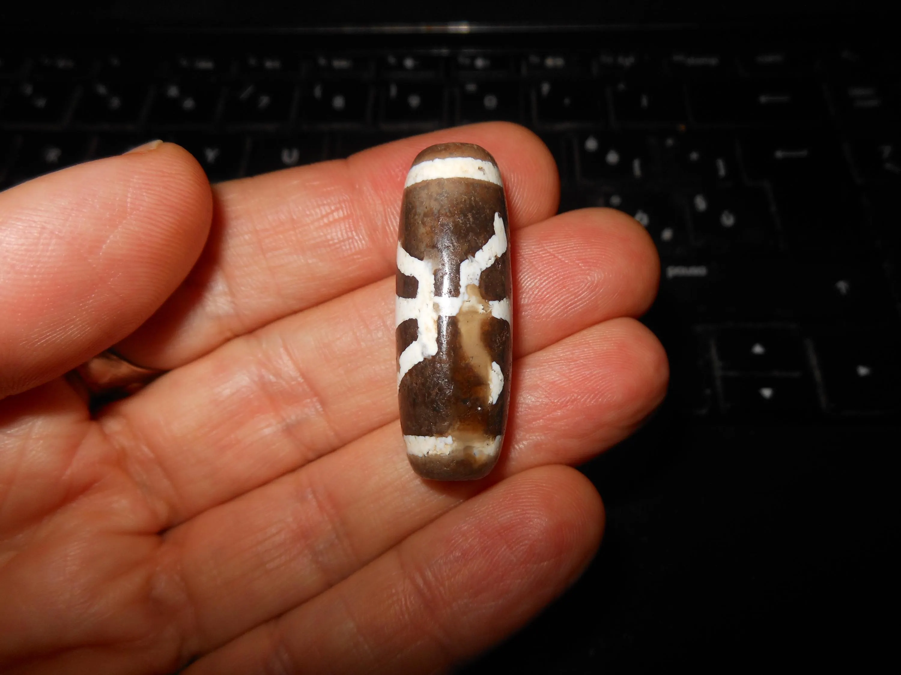 no. 77 - Amuleto Dzi Tibetano - Uomo Aristocratico - Mala buddista - Tibetische Dzi Amulett - image 4