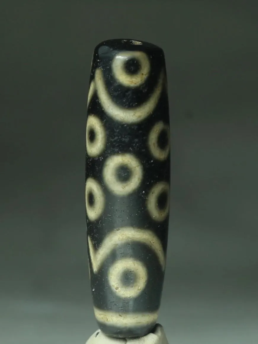 no. 186 - RARE Fifteen Eyes - Amuleto Dzi Tibetano - Tibetische Dzi Amulett - HUGE Tibetan Dzi Amulet - image 5