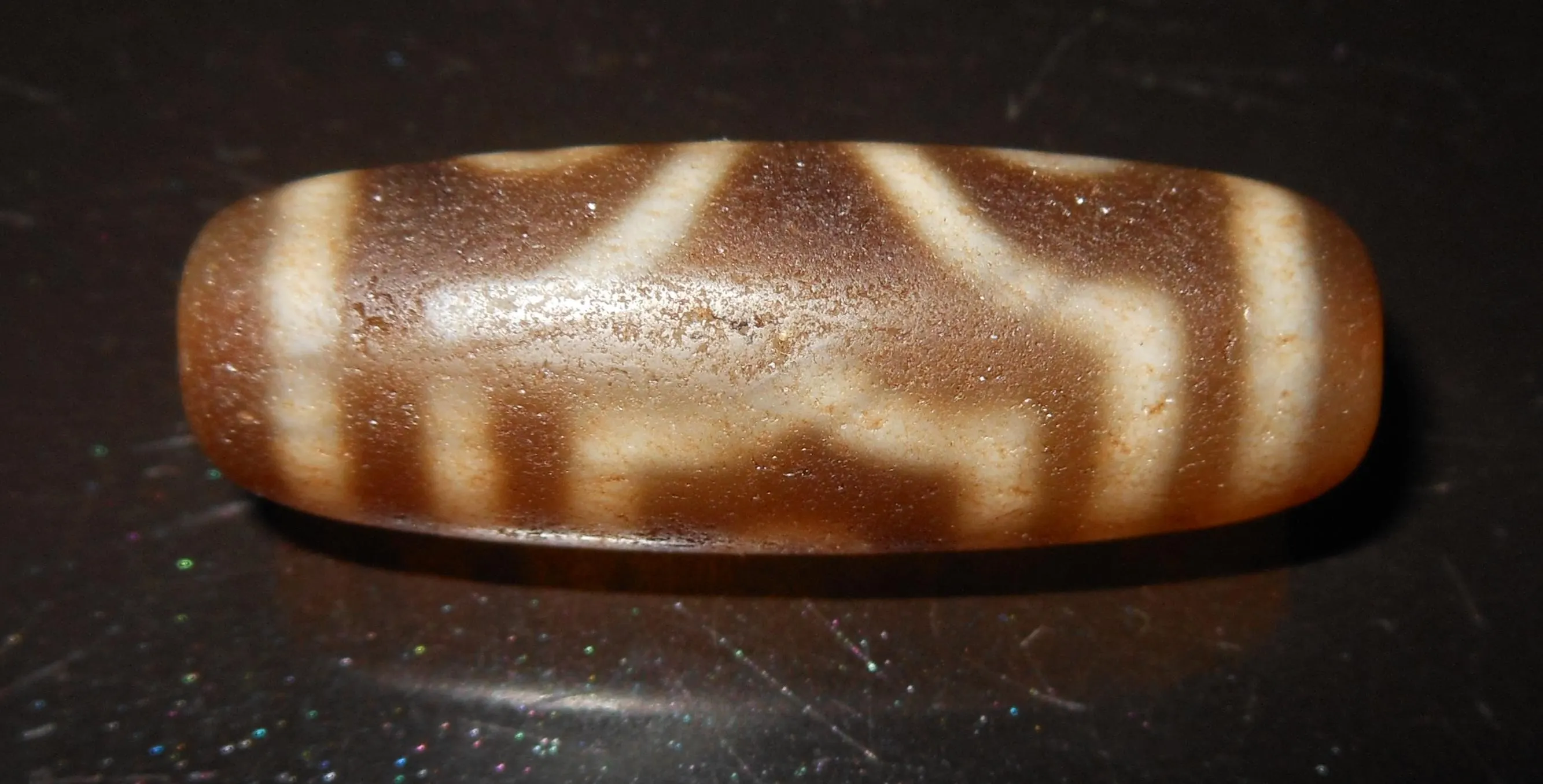 no. 97 - Tiger Skin - Three Eyes - Tibetan Dzi Amulet - Amuleto Dzi Tibetano - Tibetische Dzi Amulett - image 4