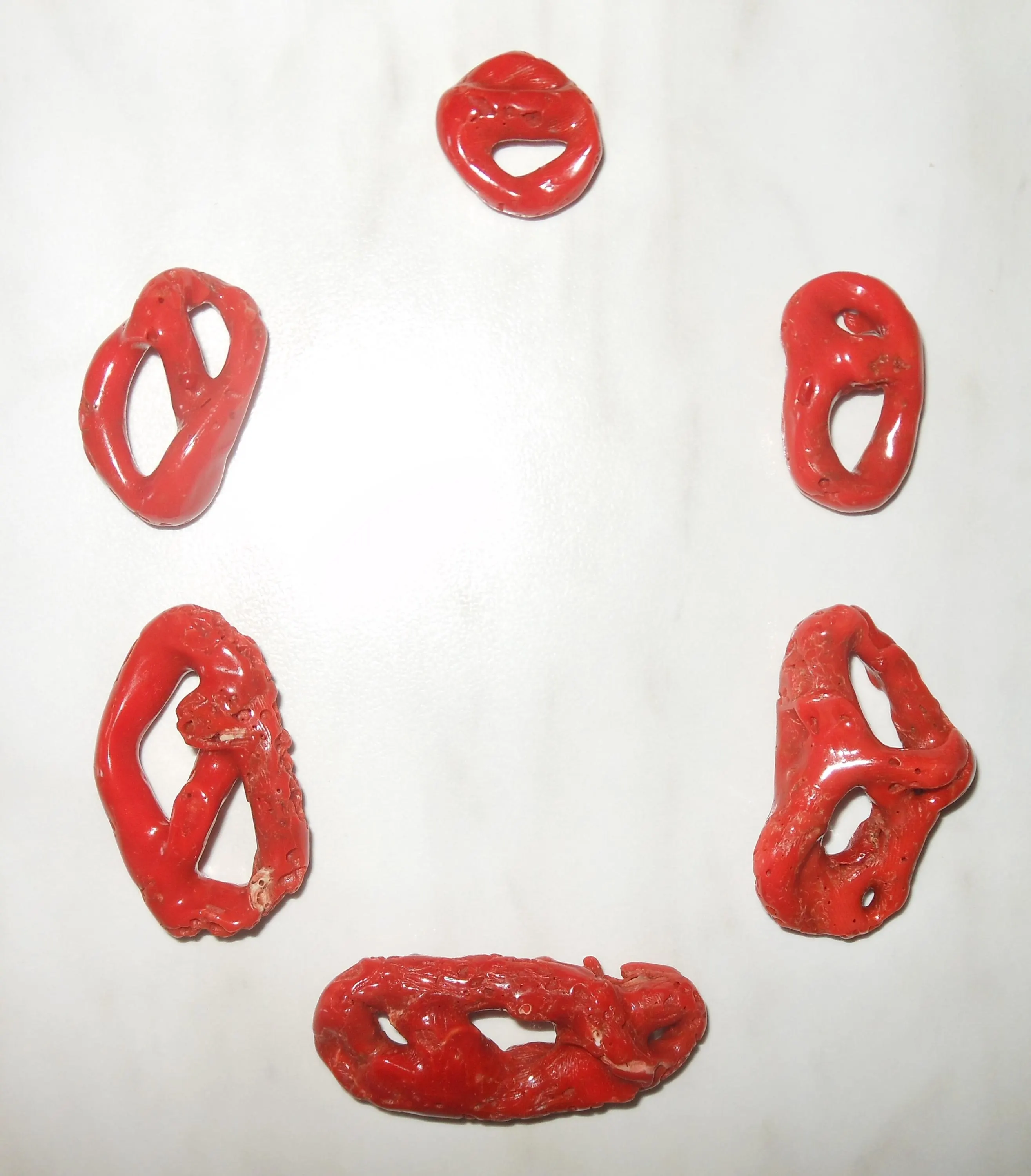 Corallo rosso naturale - set 6 beads per realizzare una collana o un bracciale ed un pendente - image 3