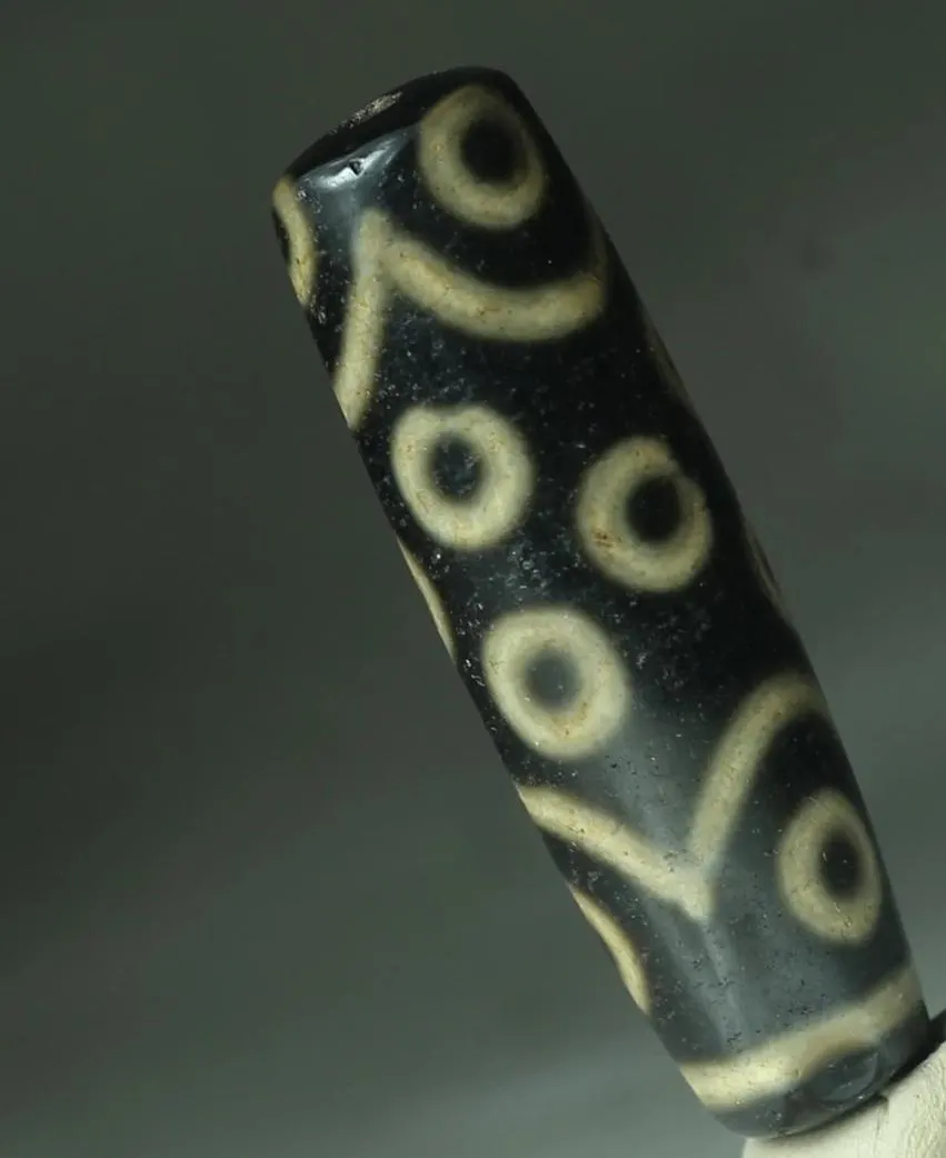 no. 186 - RARE Fifteen Eyes - Amuleto Dzi Tibetano - Tibetische Dzi Amulett - HUGE Tibetan Dzi Amulet - image 4
