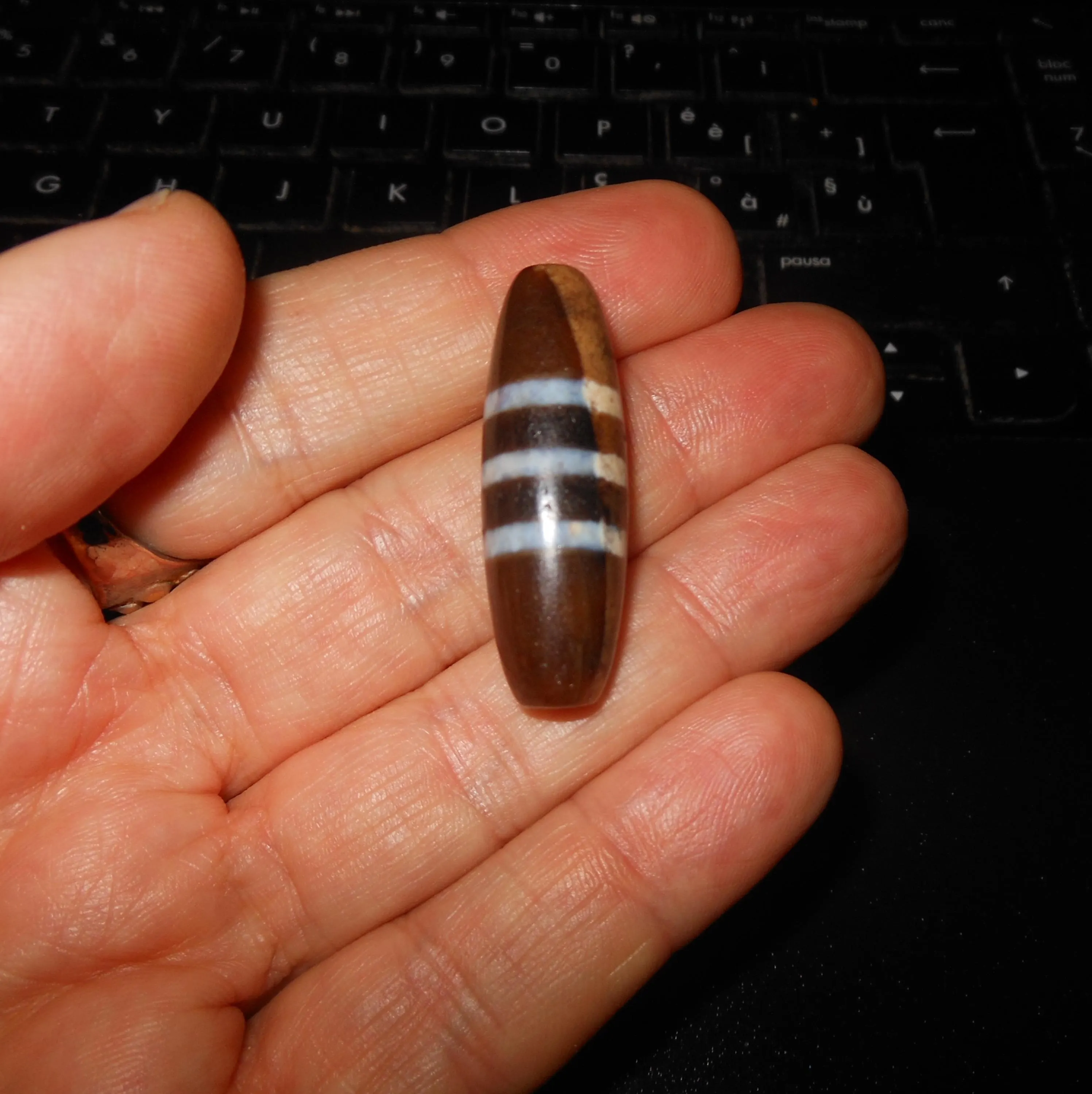 no. 73 - Chung Dzi - Tibetan Dzi Amulet - Amuleto Dzi Tibetano - Tibetische Dzi Amulett - image 3