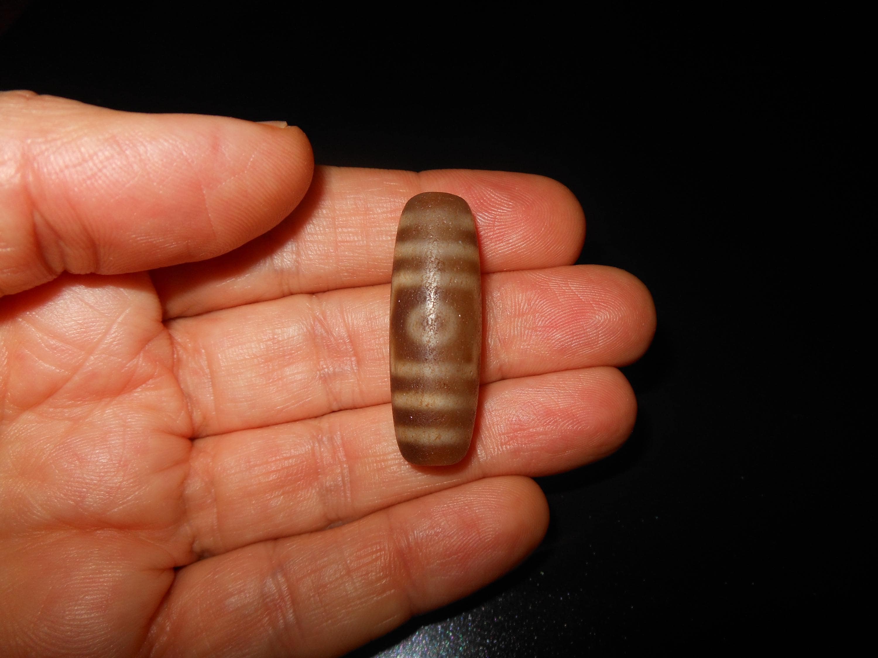 no. 97 - Tiger Skin - Three Eyes - Tibetan Dzi Amulet - Amuleto Dzi Tibetano - Tibetische Dzi Amulett - image 5