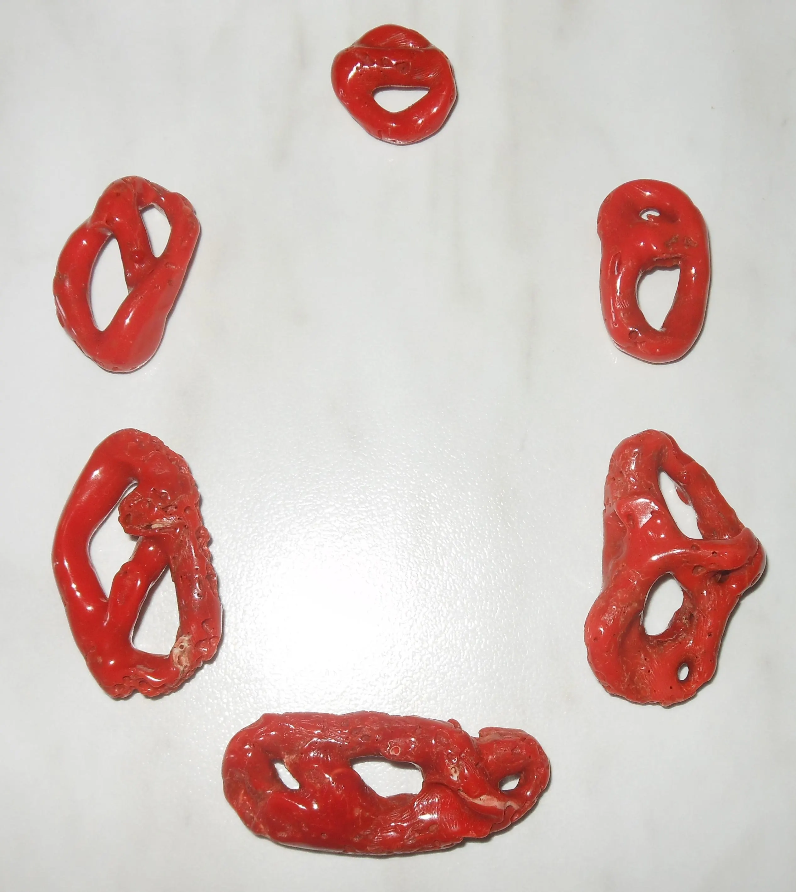 Corallo rosso naturale - set 6 beads per realizzare una collana o un bracciale ed un pendente