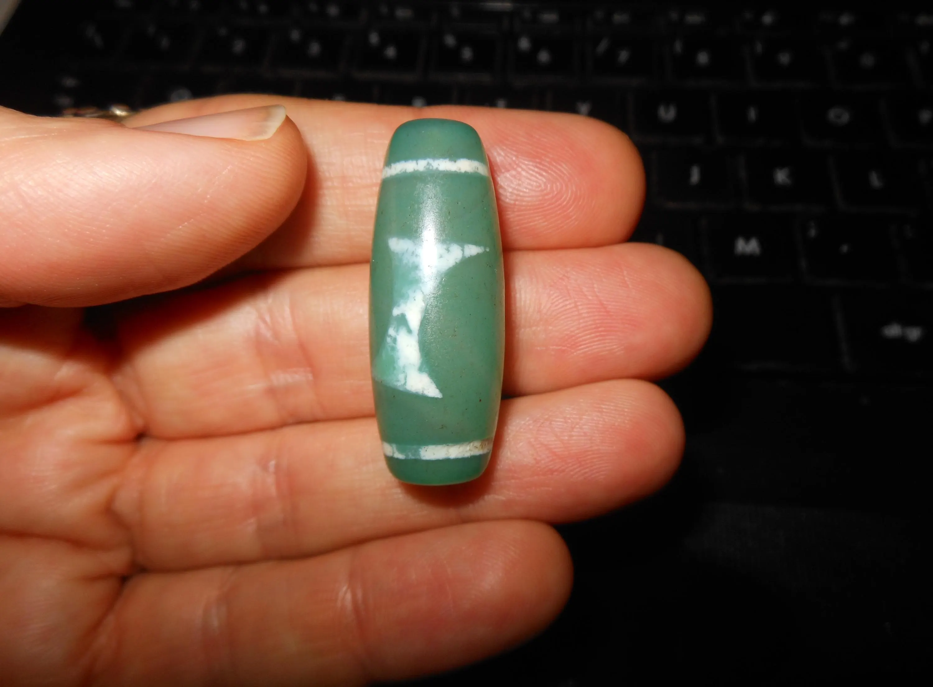 no. 121 - Garuda - Lightning and Five Eyes - Dragon Skin - Tibetan Dzi Amulet - Amuleto Dzi Tibetano - Tibetische Dzi Amulett - image 5