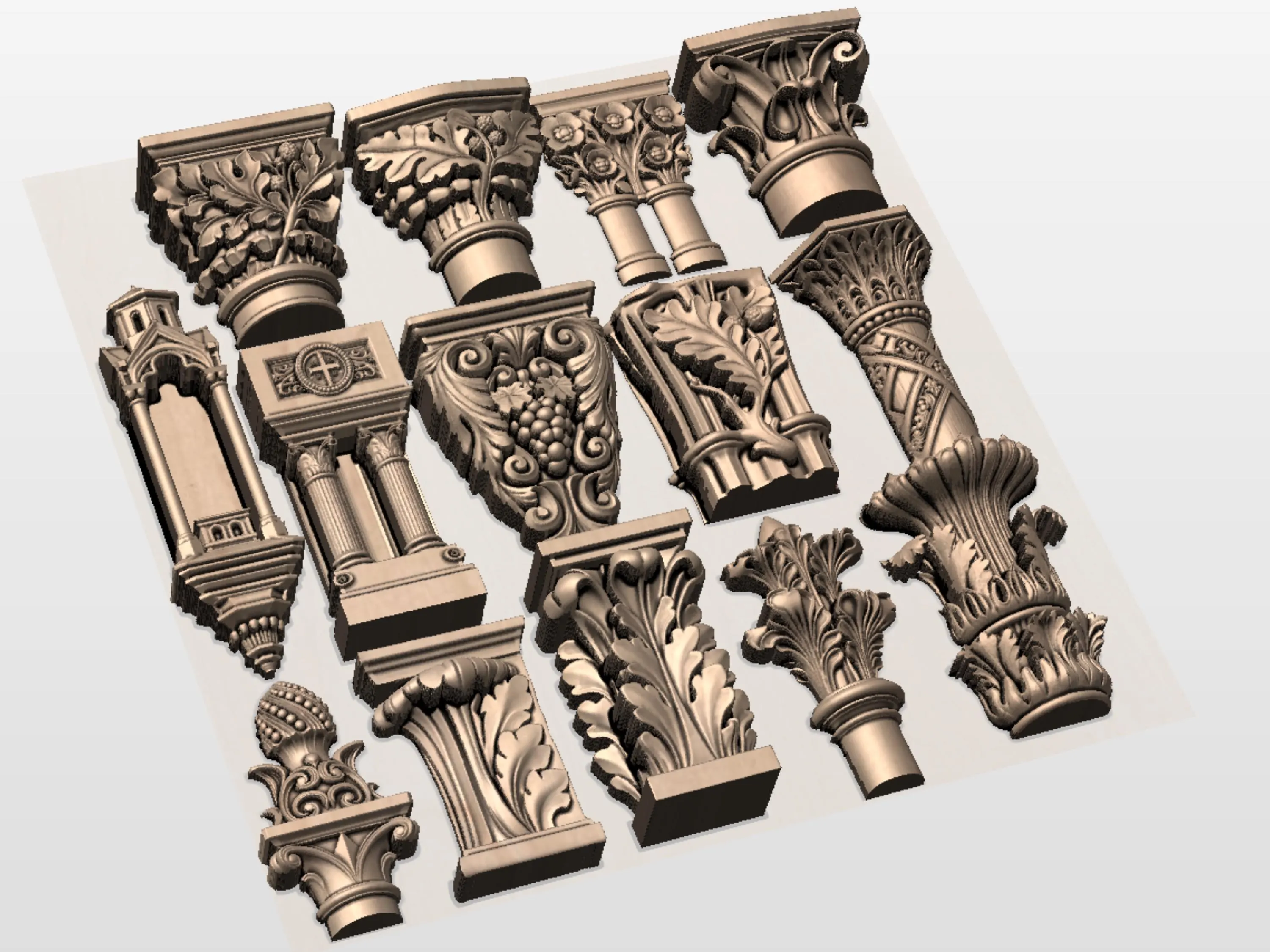 Gothic Columns and Capitals (14 STL) β Printable/CNC Architectural Supports, Cathedral & Revival Style - image 5