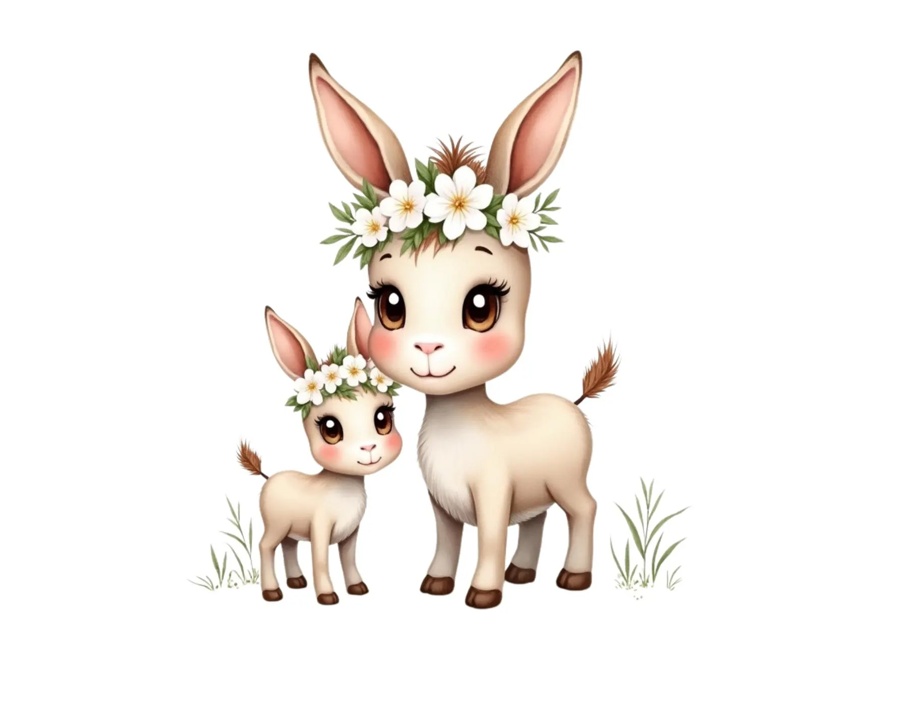 Whimsical Baby Animal Clipart, Watercolor Animals PNG Bundle, Mothers Day Floral Nursery Art, Sublimation Design - image 4