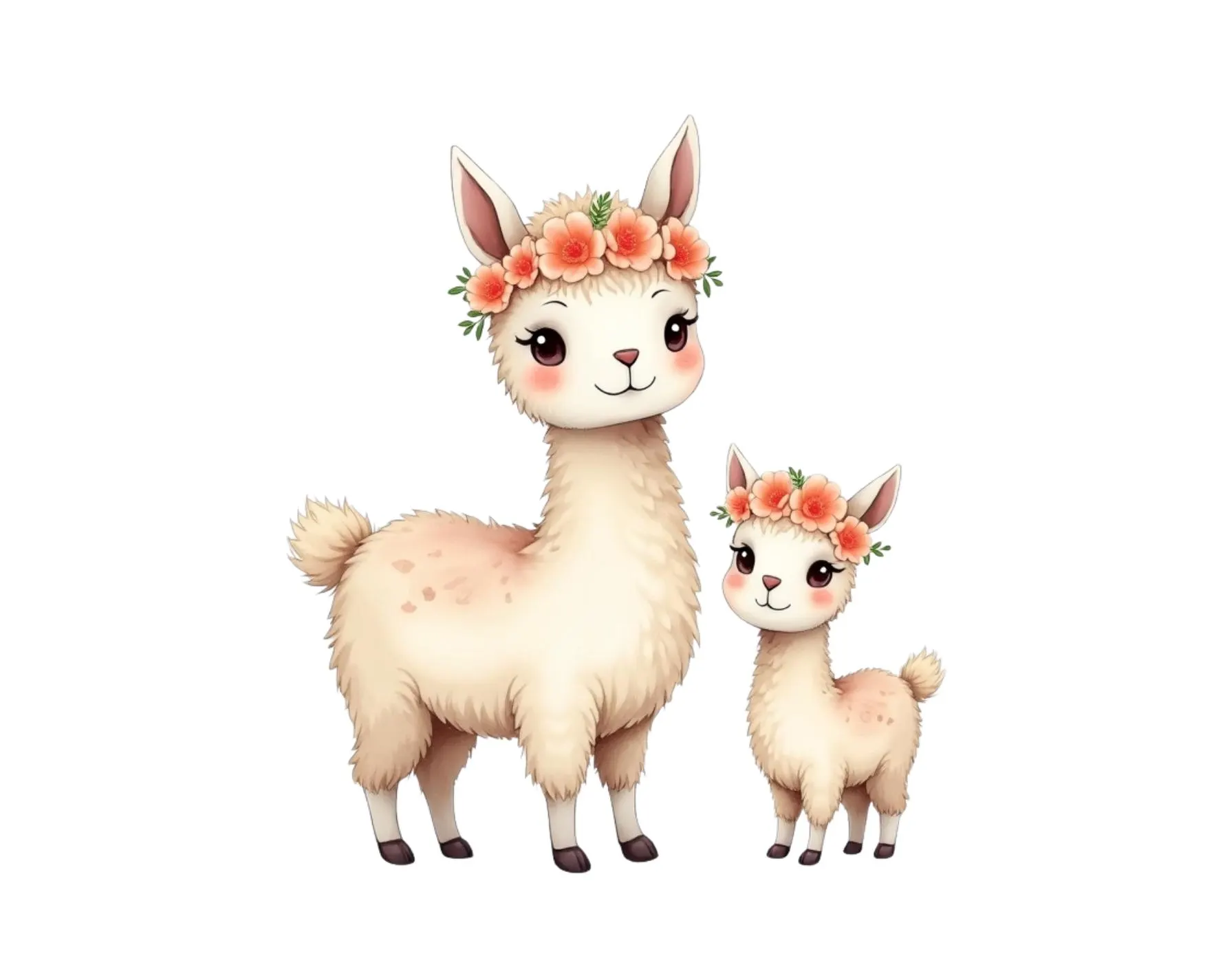 Whimsical Baby Animal Clipart, Watercolor Animals PNG Bundle, Mothers Day Floral Nursery Art, Sublimation Design - image 2