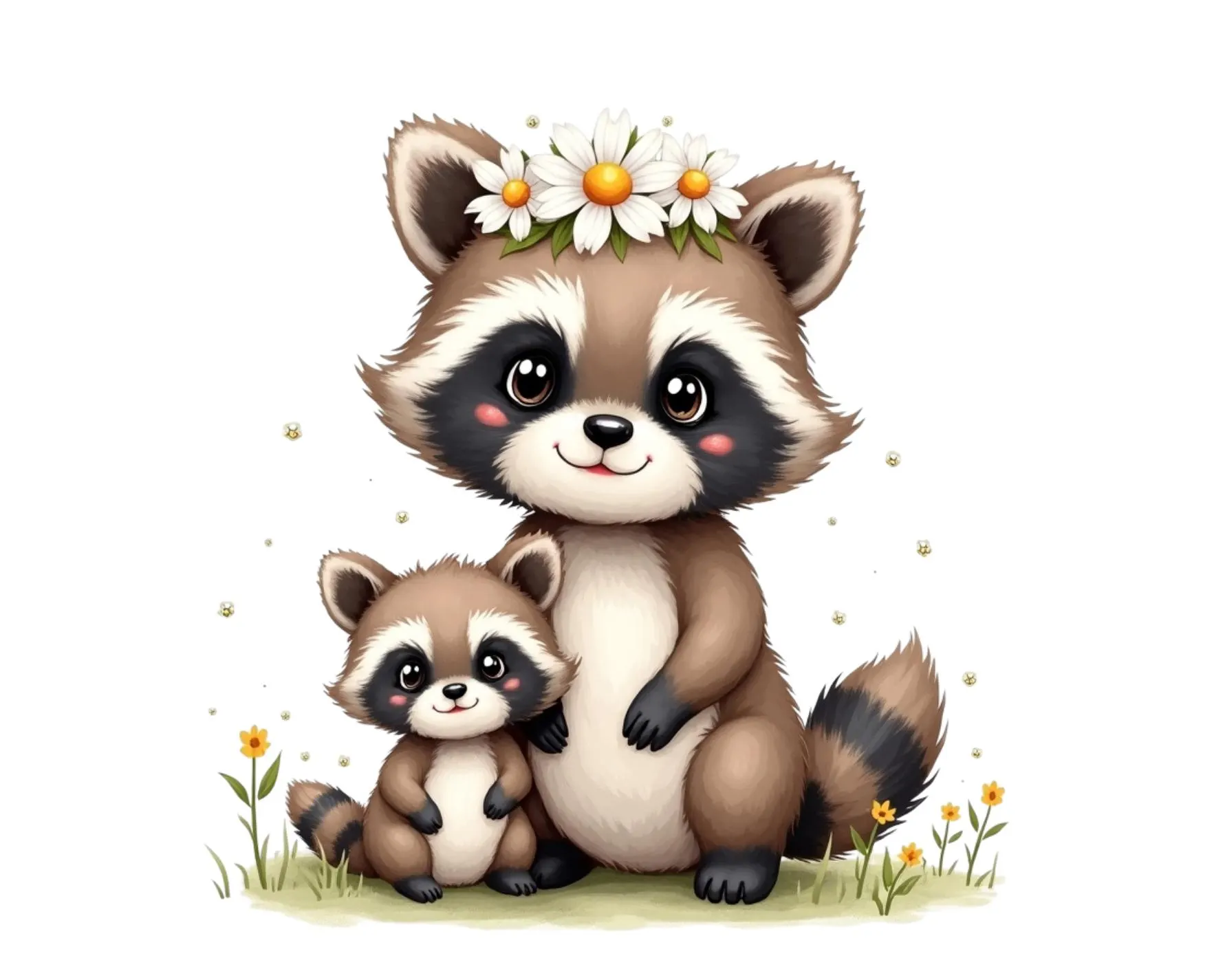 Whimsical Baby Animal Clipart, Watercolor Animals PNG Bundle, Mothers Day Floral Nursery Art, Sublimation Design - image 5