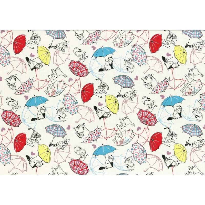 Radiant Girl - FQ or more - Cats Umbrellas metallic highlights - Koko Seki Lecien fabric - image 3