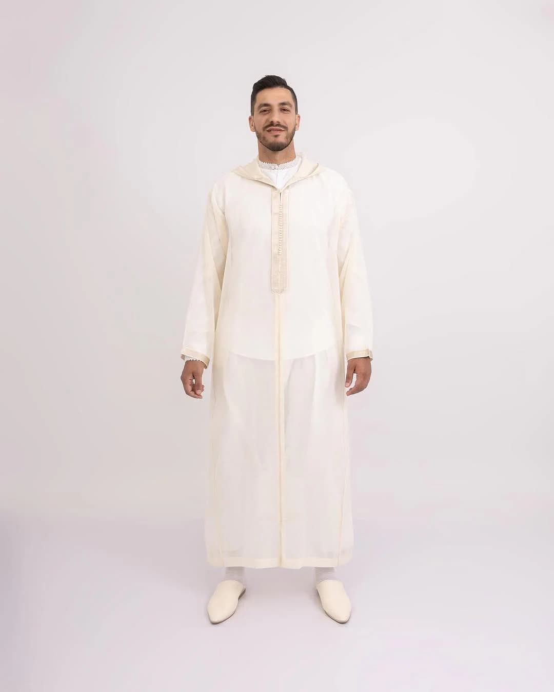 Handmade Moroccan Kaftan Djellaba Set Wool for Traditional Warm Men’s Thobe Moroccan Qmiss - Men's Kaftan, Men's Djellaba, Moroccan Kaftan
