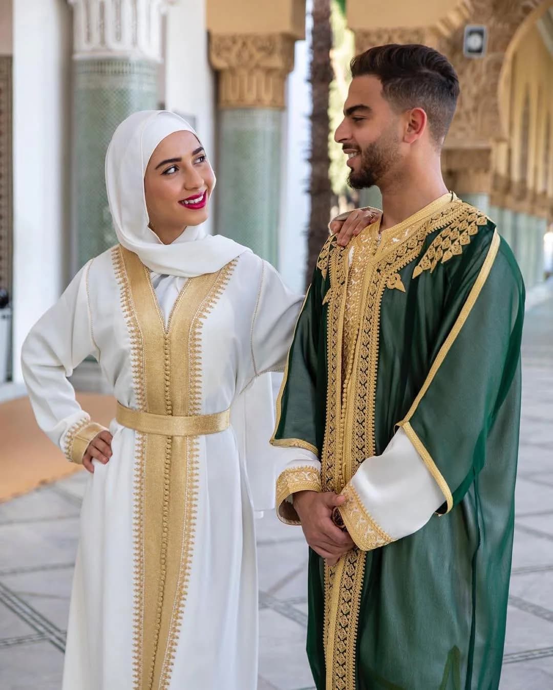 Handmade Moroccan Wool Kaftan: Burgundy Gold Wedding Jabador