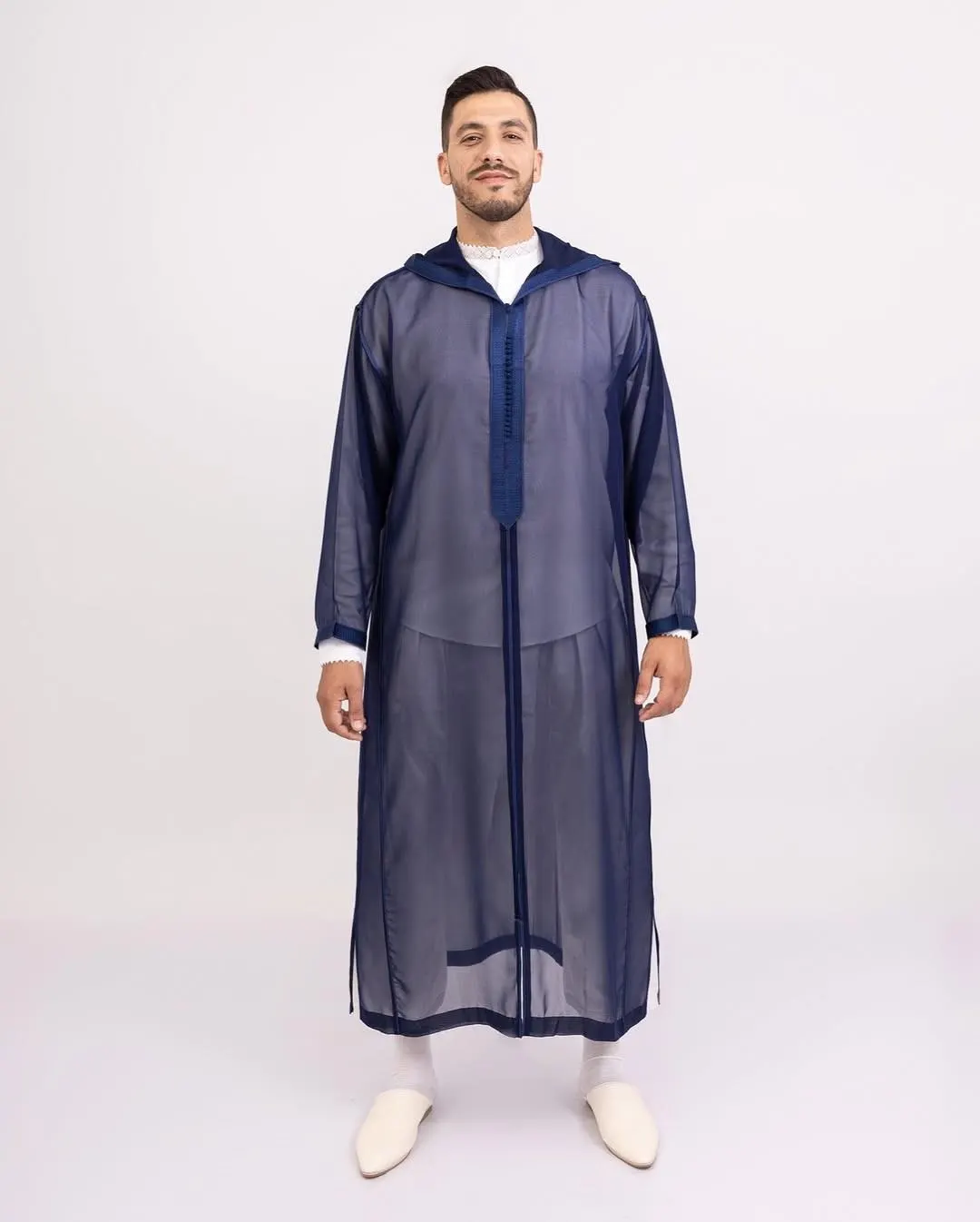 Handmade Moroccan Kaftan Djellaba Set Wool for Traditional Warm Men’s Thobe Moroccan Jellaba with Qmiss Men Hooded Long Caftan for Winter