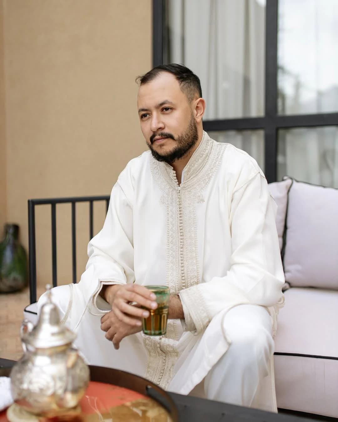 Handmade Traditional Moroccan Kaftan 3-Piece Set Wool for Warm Men’s Thobe Moroccan Qmiss - Men's Kaftan, Men's Djellaba, Moroccan Kaftan