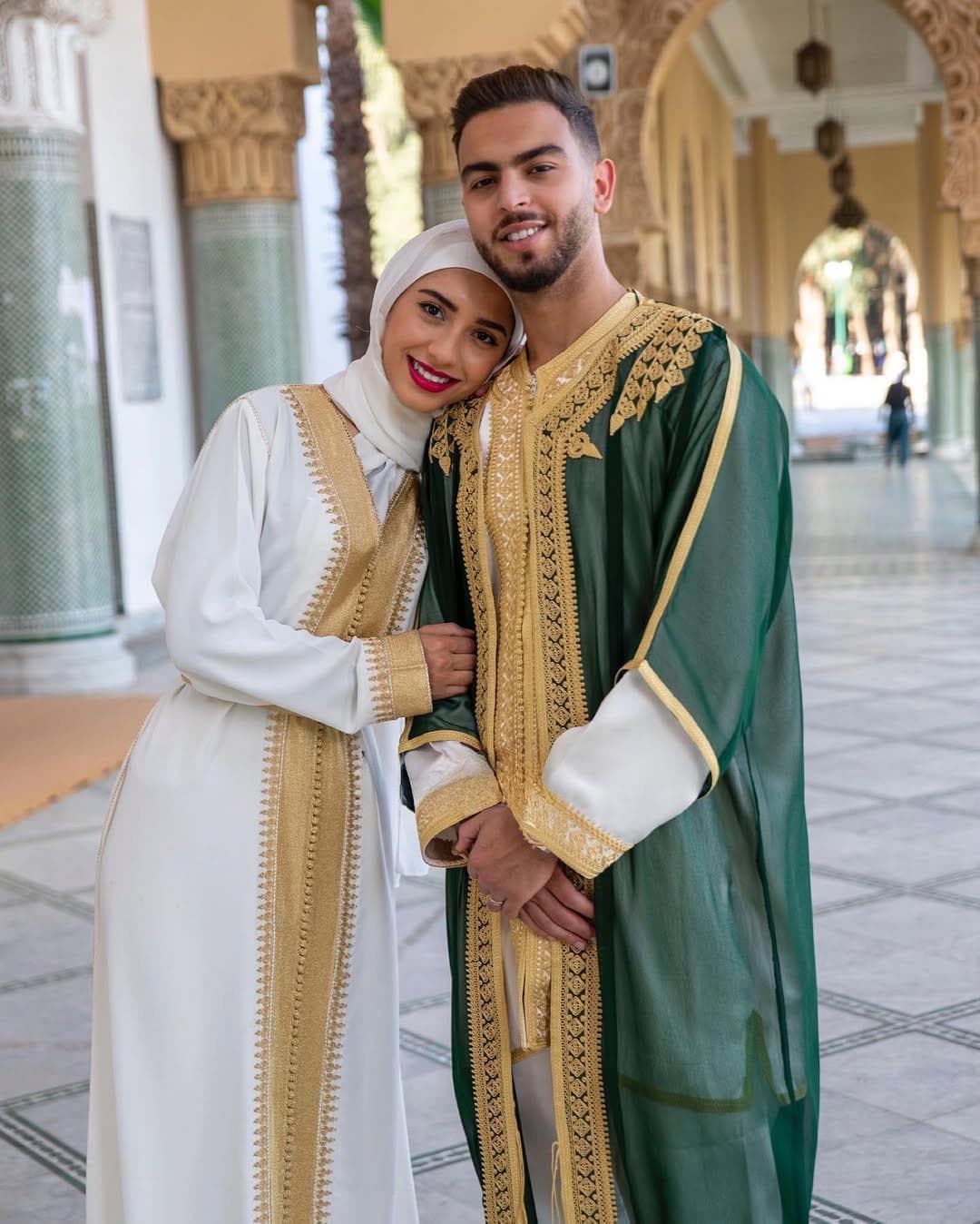 Handmade Moroccan Wool Kaftan: Burgundy Gold Wedding Jabador - Eid outfit