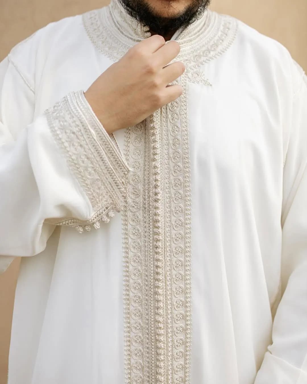 Handmade Traditional Moroccan Kaftan 3-Piece Set Wool for Warm Men’s Thobe Moroccan Qmiss - Men's Kaftan,Moroccan Kaftan, Men's Djellaba