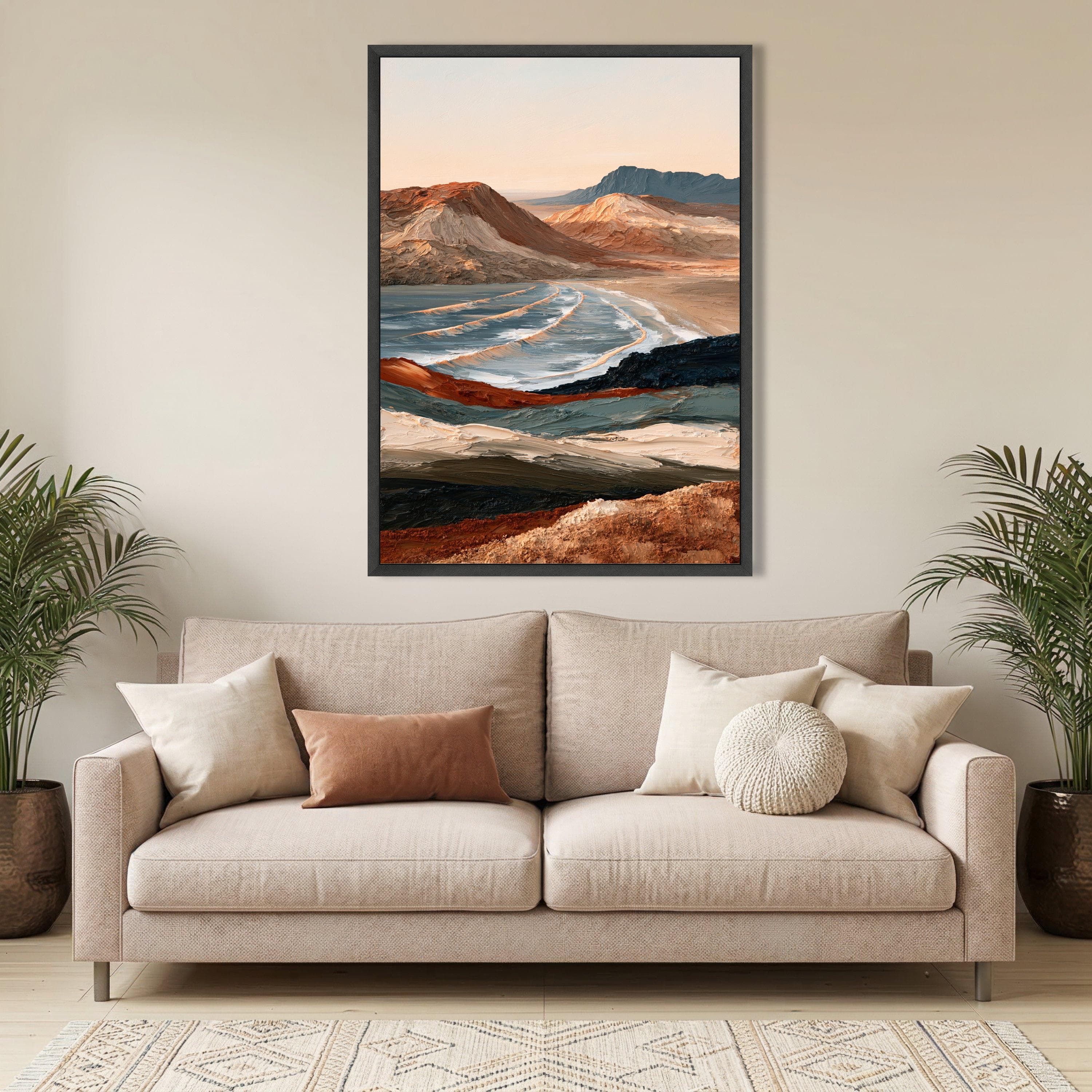 Desert Beach Landscape Canvas, Coastal Mountain Wall Art, Ocean Waves Canvas Print, Sunset Nature Scene, Home Decor Canvas Art - image 4