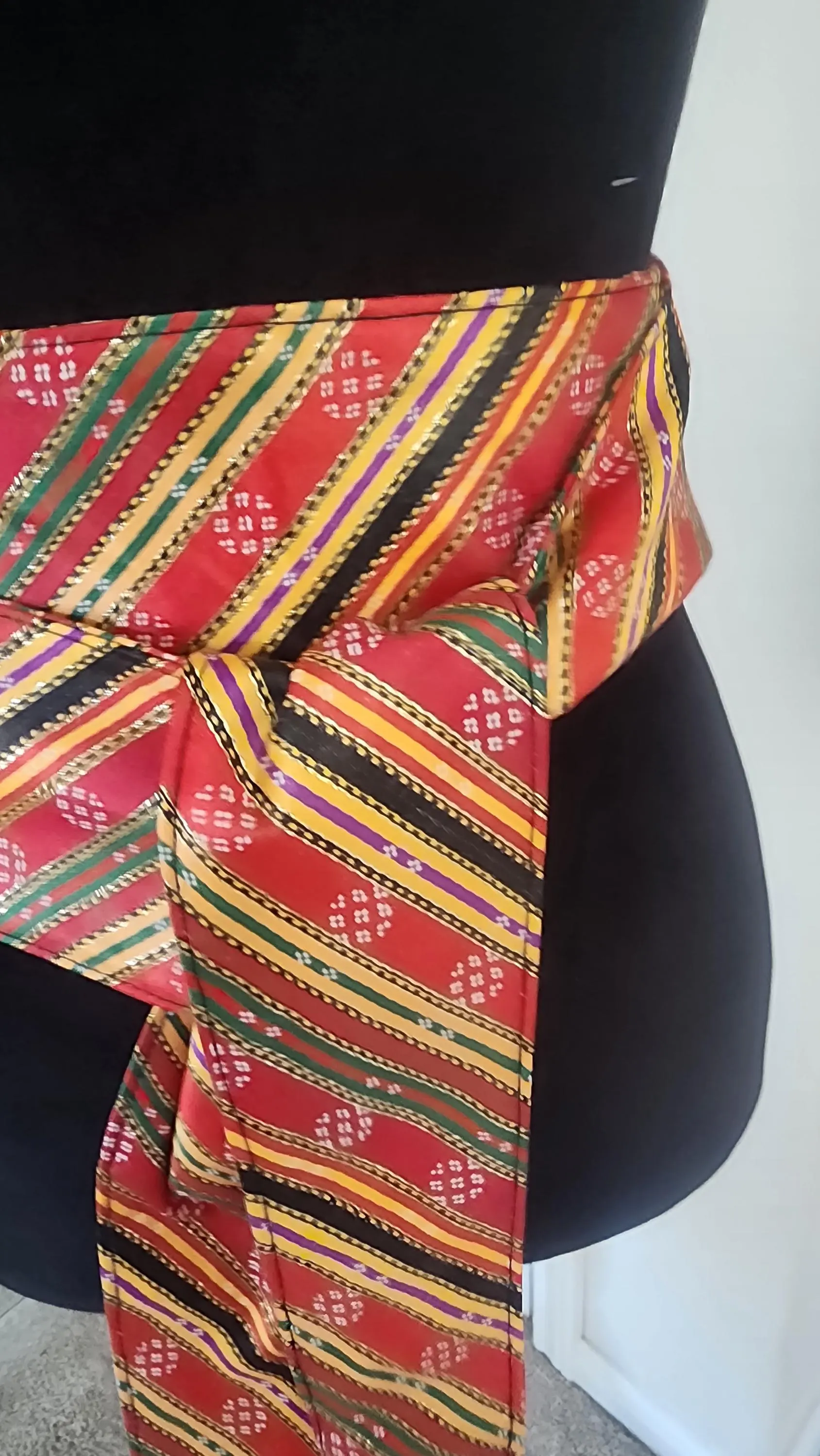 Handcrafted Palestinian Saya Belt: Striped Satin Kimono wrap belt thobe belt - image 4
