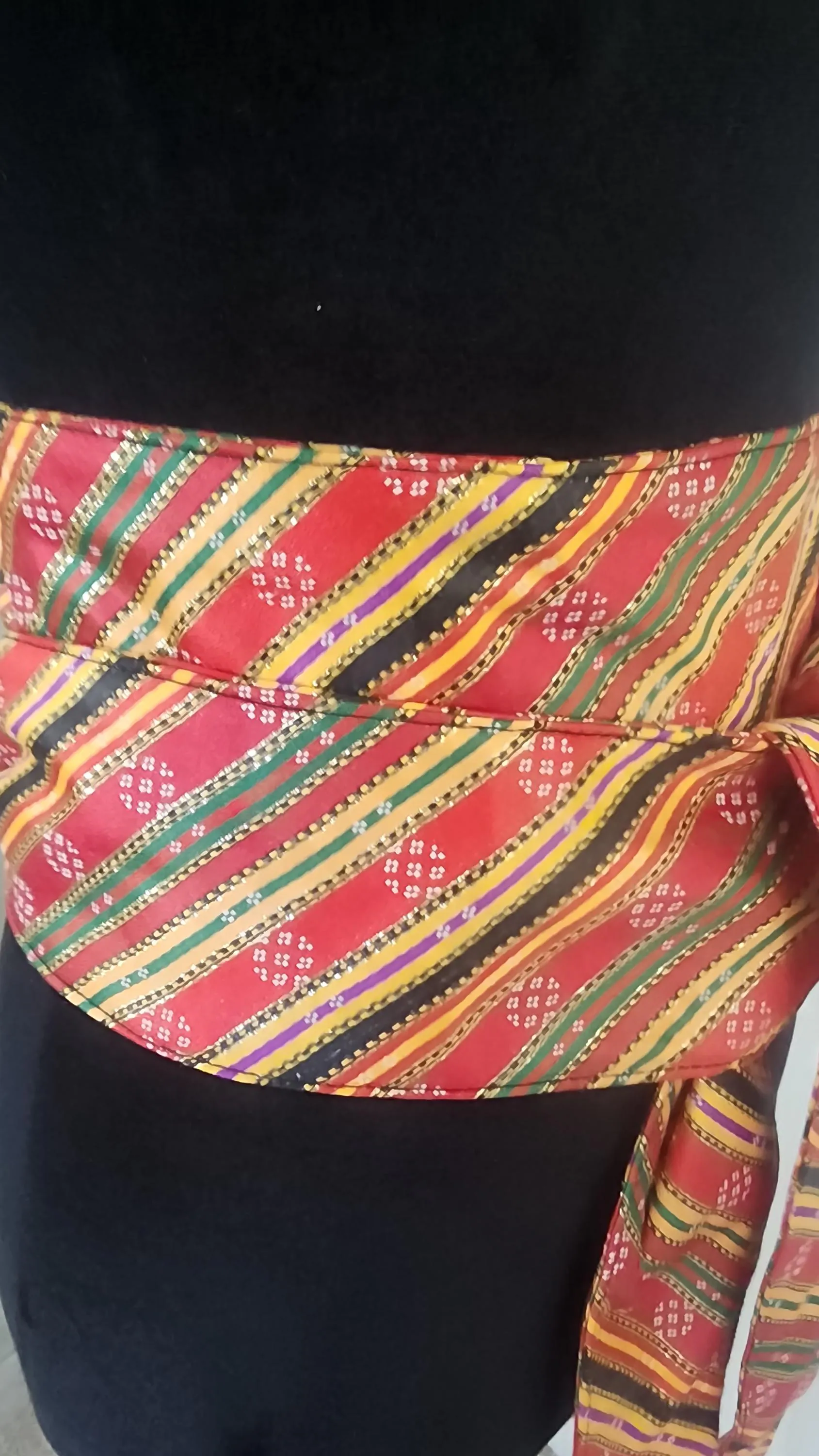 Handcrafted Palestinian Saya Belt: Striped Satin Kimono wrap belt thobe belt - image 3