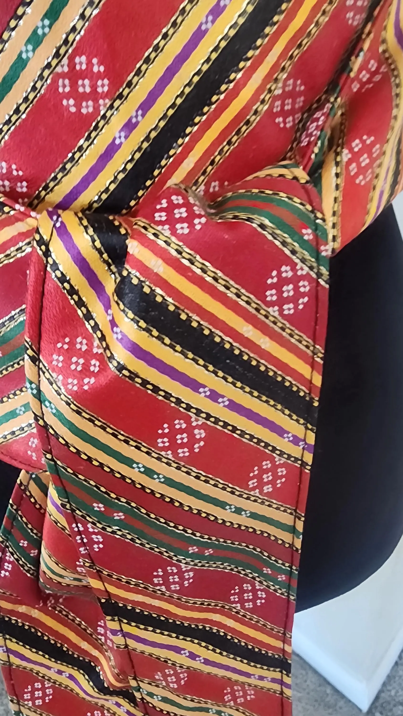 Handcrafted Palestinian Saya Belt: Striped Satin Kimono wrap belt thobe belt - image 5