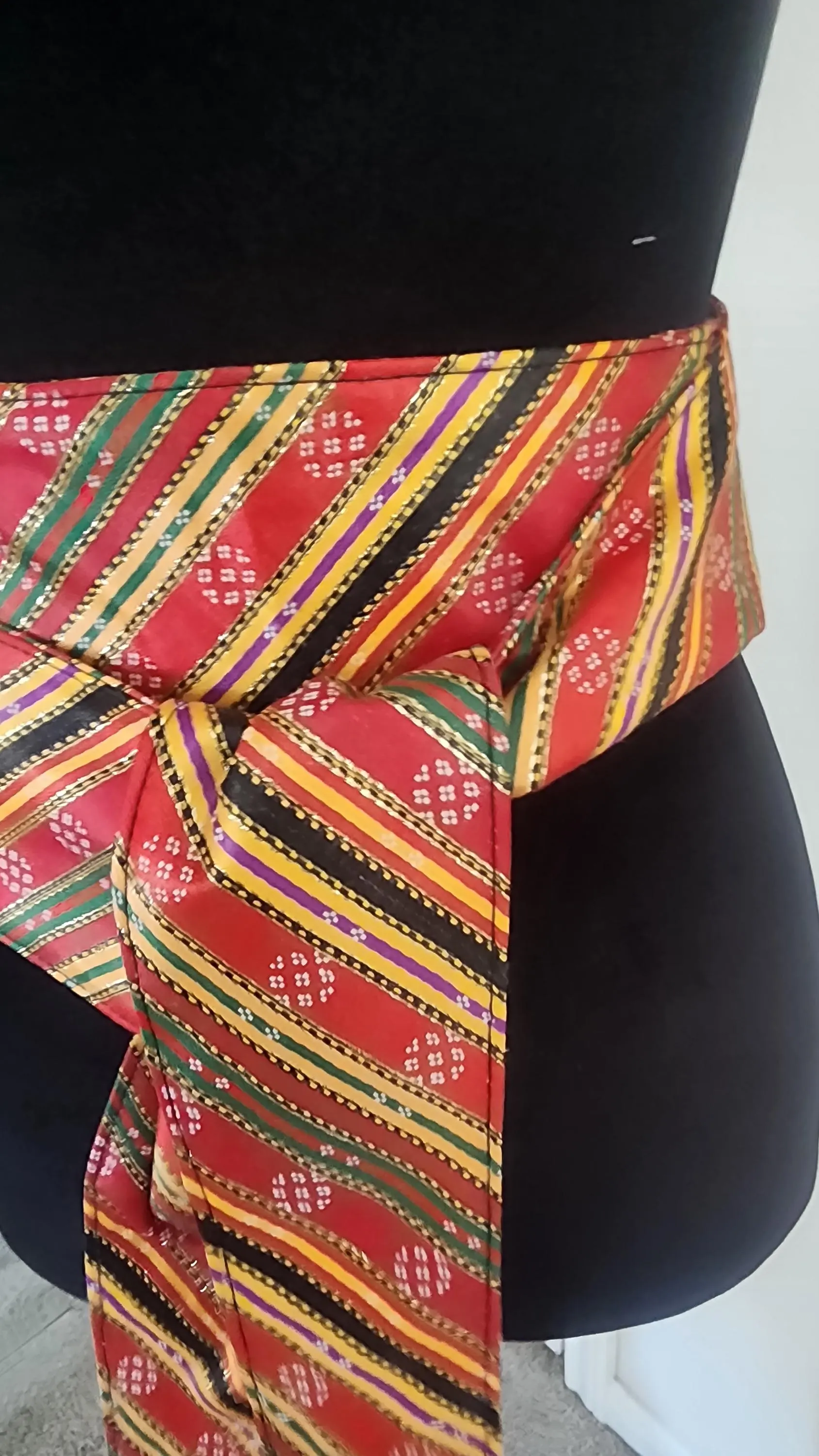 Handcrafted Palestinian Saya Belt: Striped Satin Kimono wrap belt thobe belt - image 2