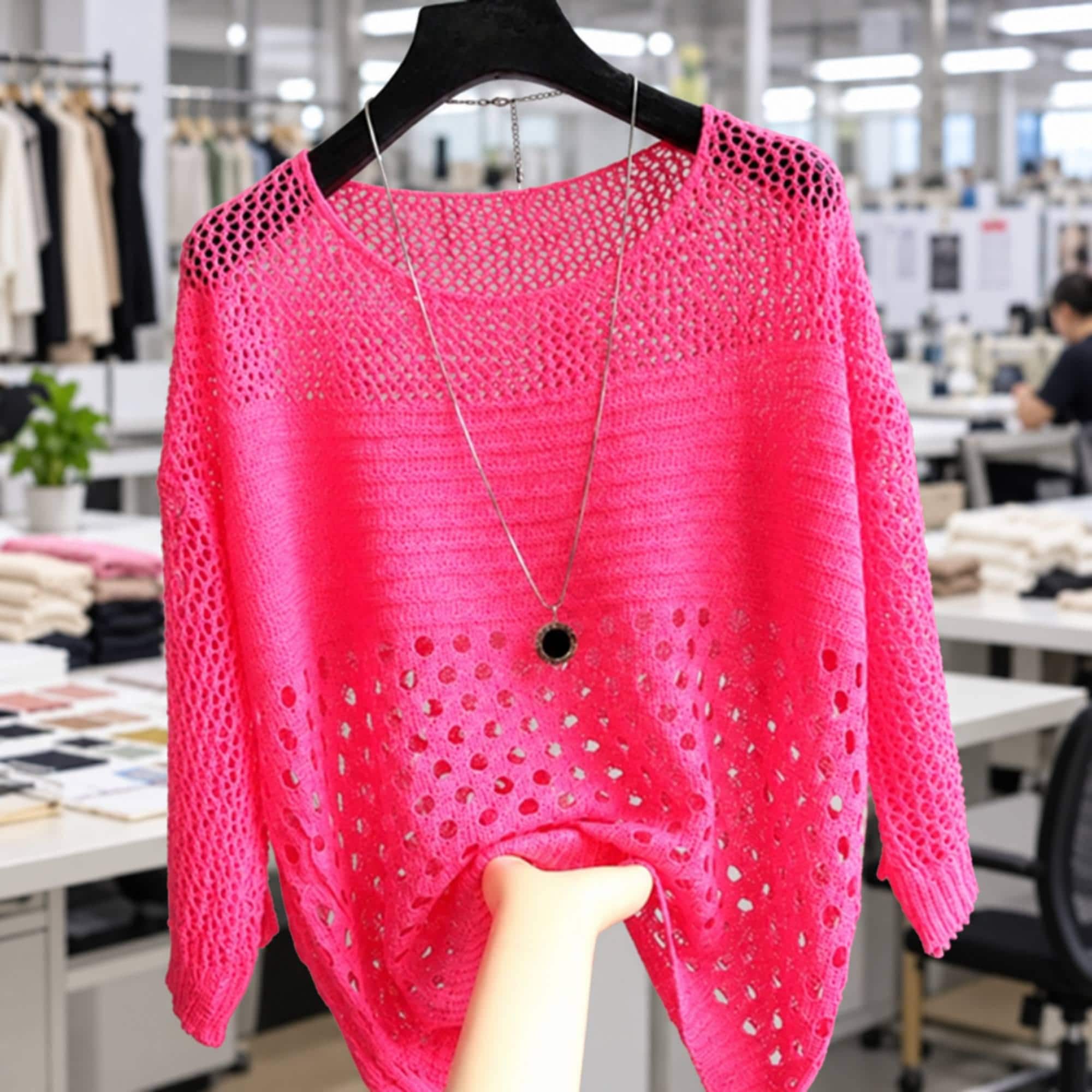 Women's Open Knit Crochet Top, Oversized Mesh Sweater, Loose Boho Beach Cover Up - image 3
