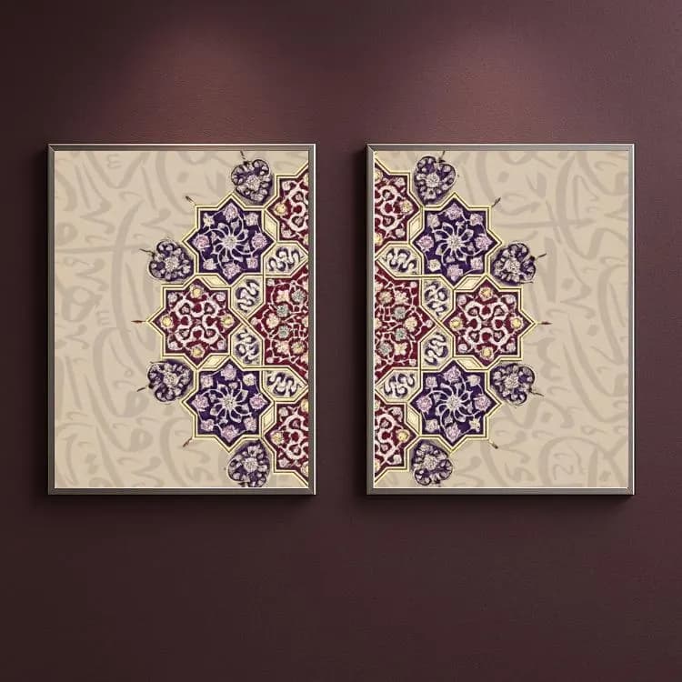 Purple Geometric Moroccan Art matching twin set. - image 3