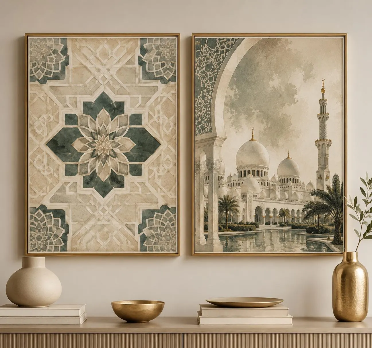 Emirates Masjid Geometric Print Set, Islamic Architecture Wall Art - image 3