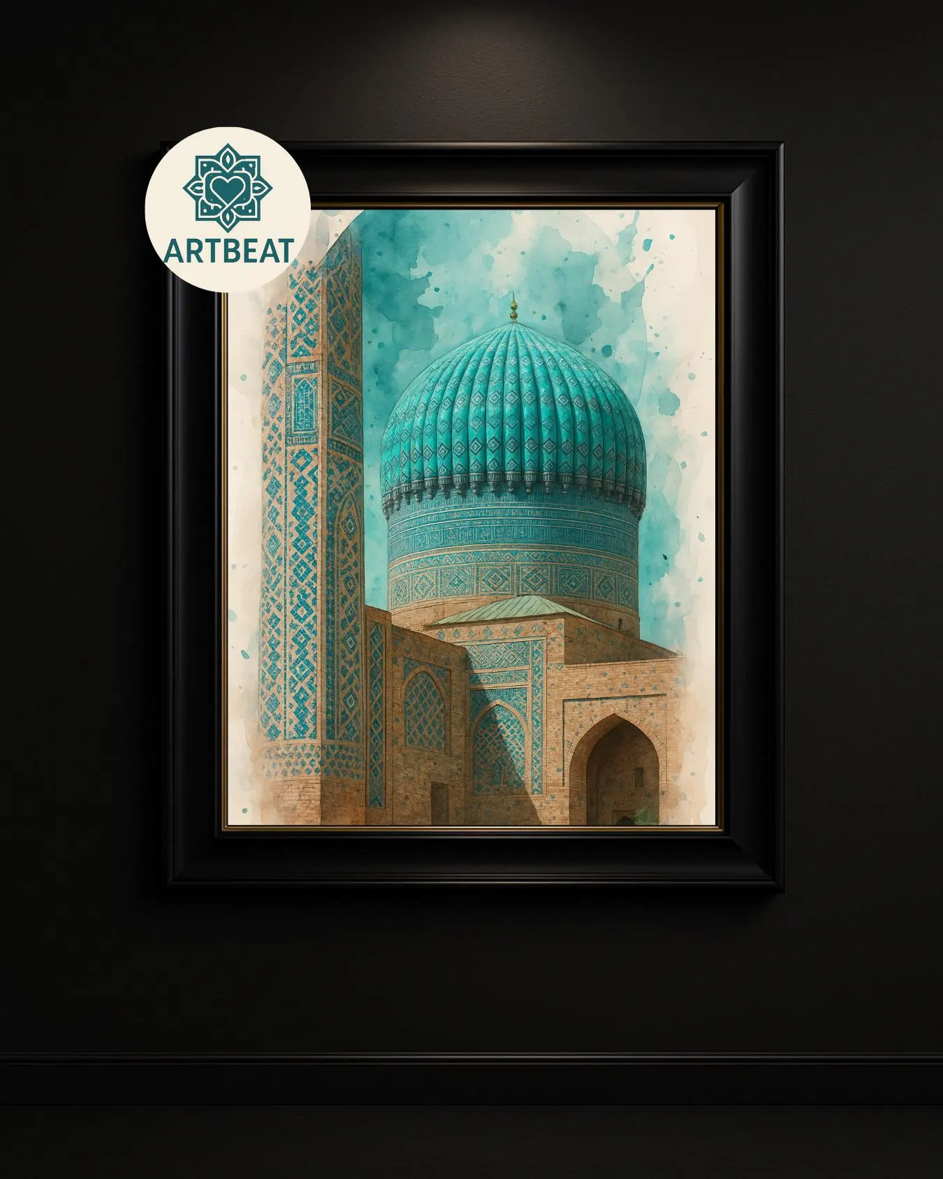 Modern artistic watercolour print: Samarkand Mosque - image 3