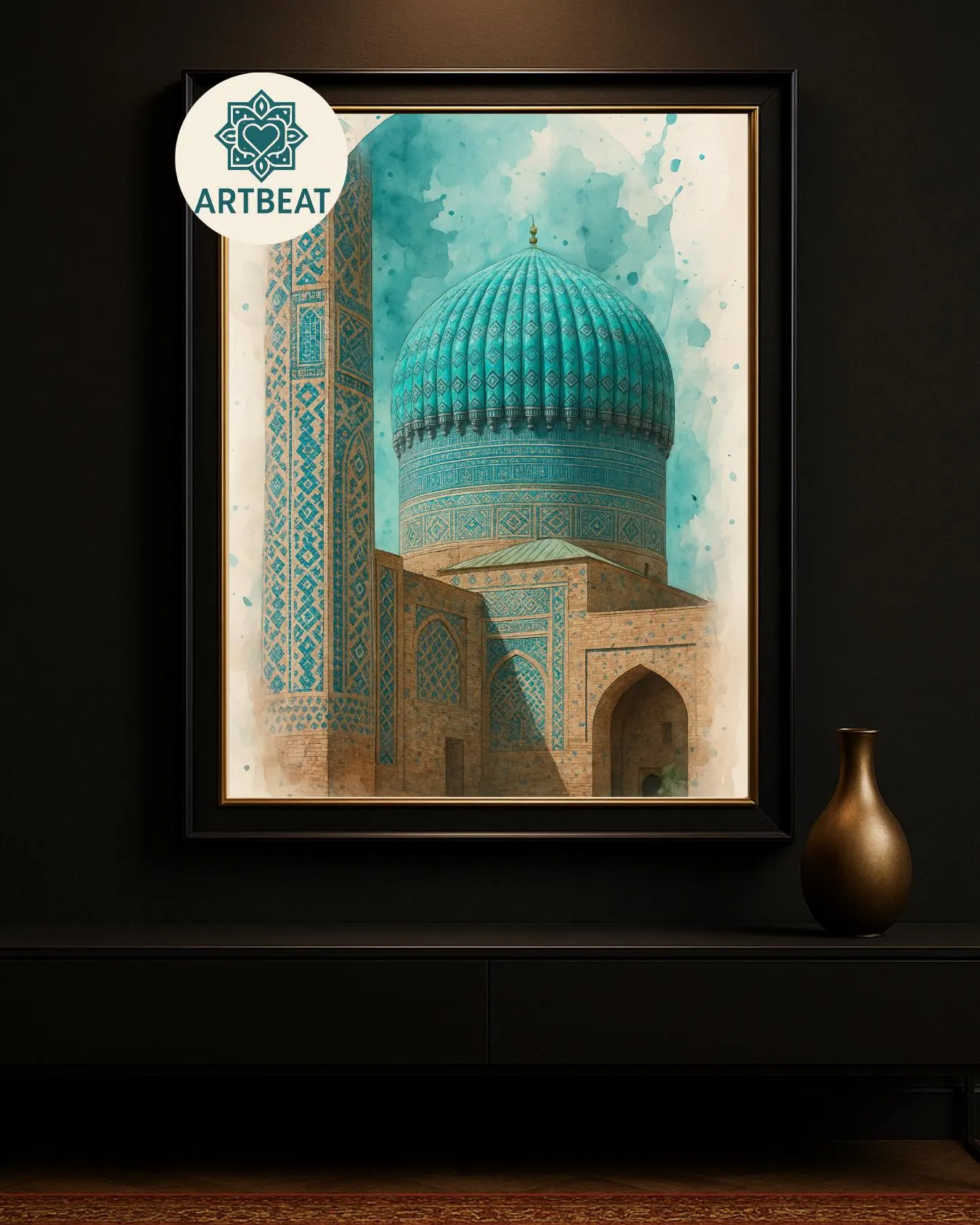 Modern artistic watercolour print: Samarkand Mosque - image 4