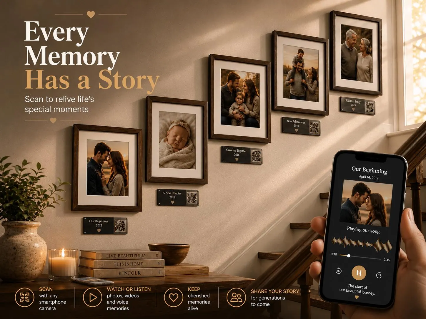 Personalized Memorial Plaque, In Loving Memory Gift, QR Voice Message Remembrance - image 3