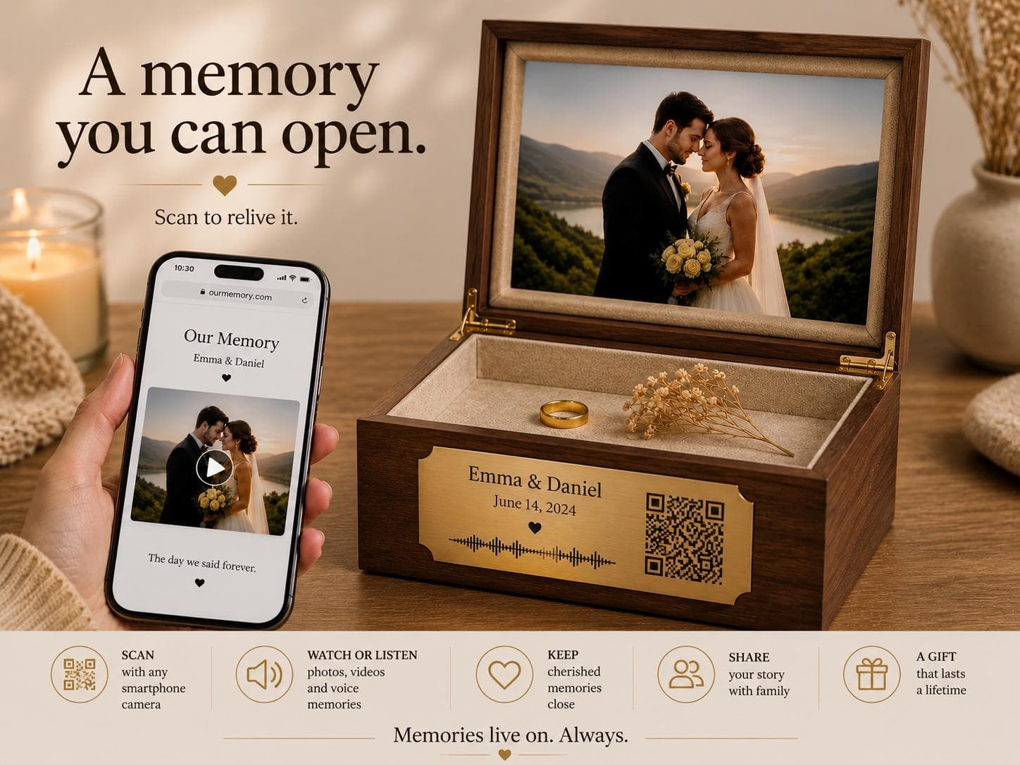 Personalized Memorial Plaque, In Loving Memory Gift, QR Voice Message Remembrance - image 4