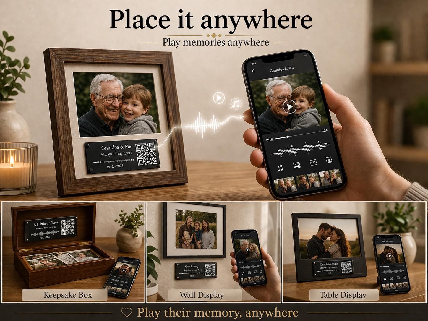 Personalized Memorial Plaque, In Loving Memory Gift, QR Voice Message Remembrance - image 5